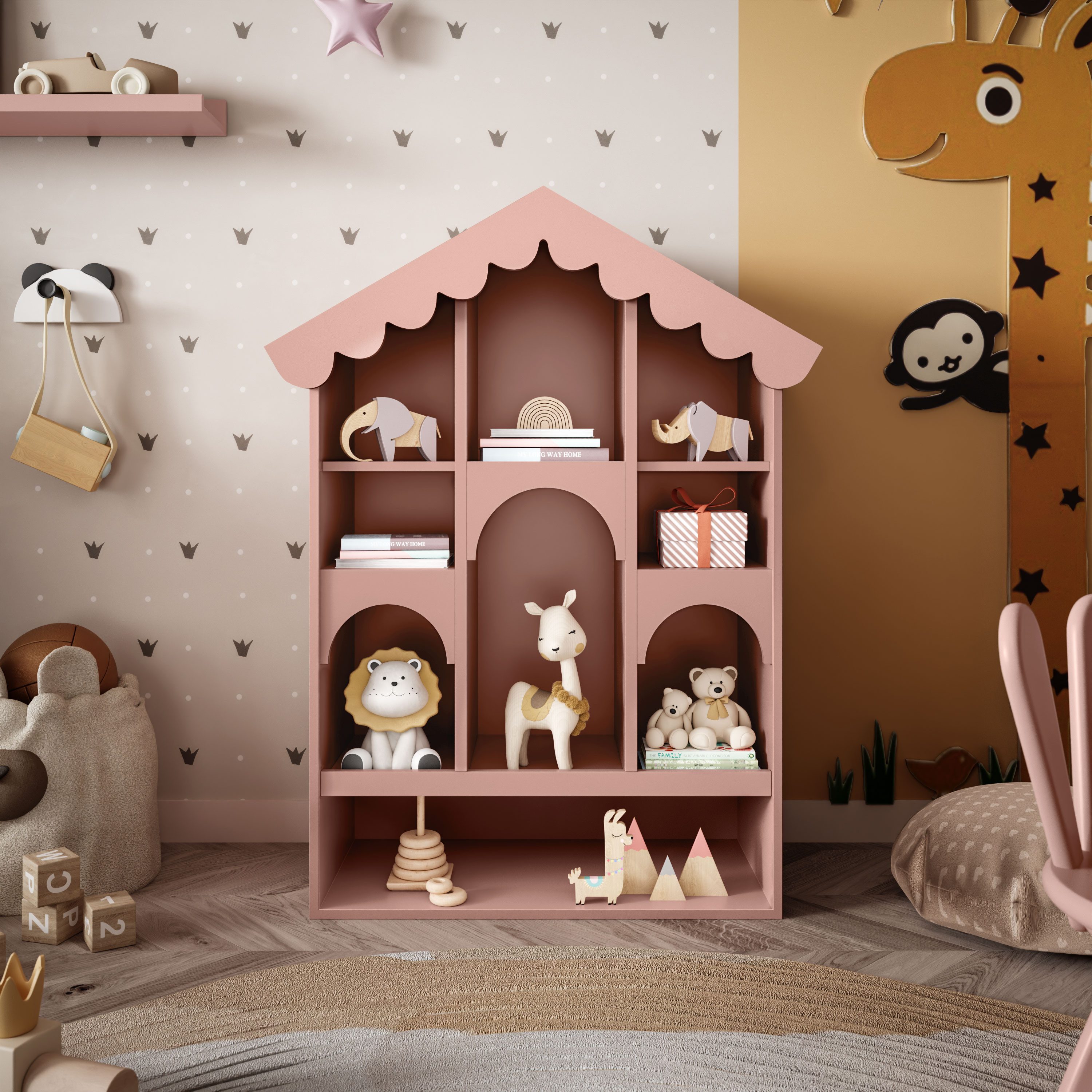 Lookway Puppenhaus BABUSHKA Puppenhaus für Kinder – Großes Spielhaus aus Holz, (1x Puppenhaus), Breite: 90 cm