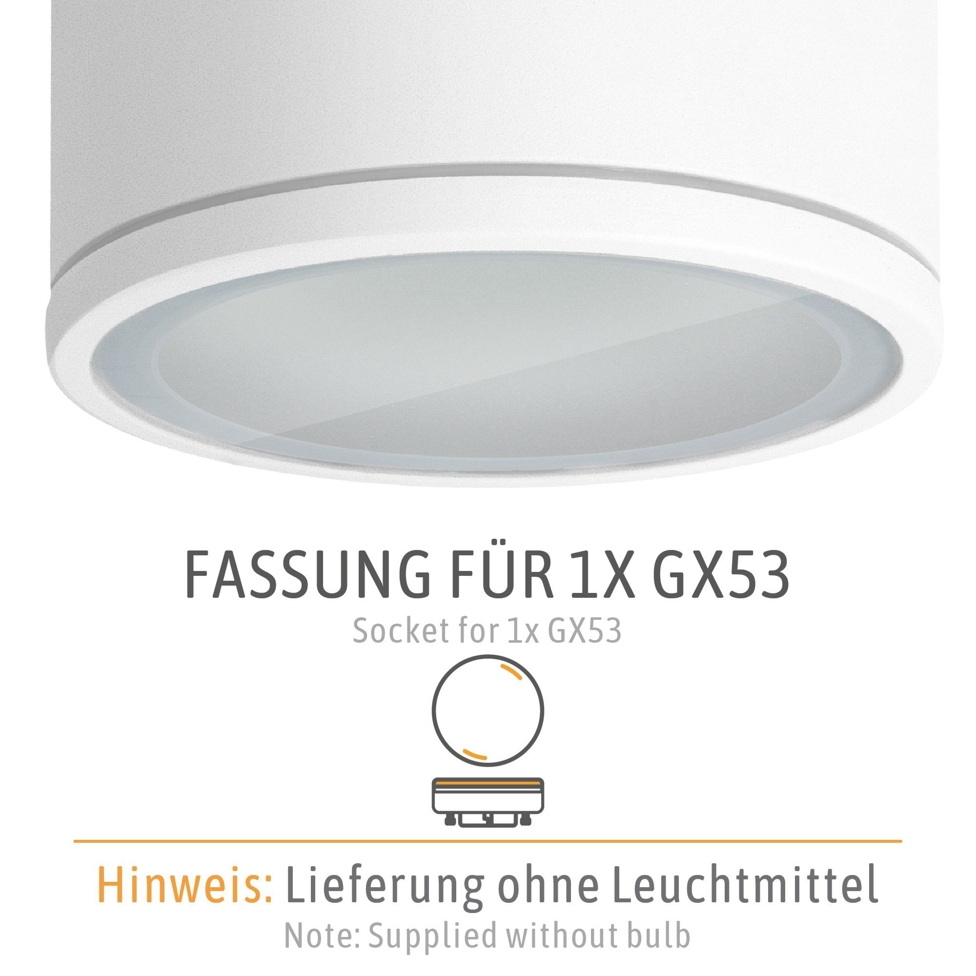 SSC-LUXon Aufbauleuchte CELI-WX Aufbaustrahler fuer GX53 rund weiss matt IP44