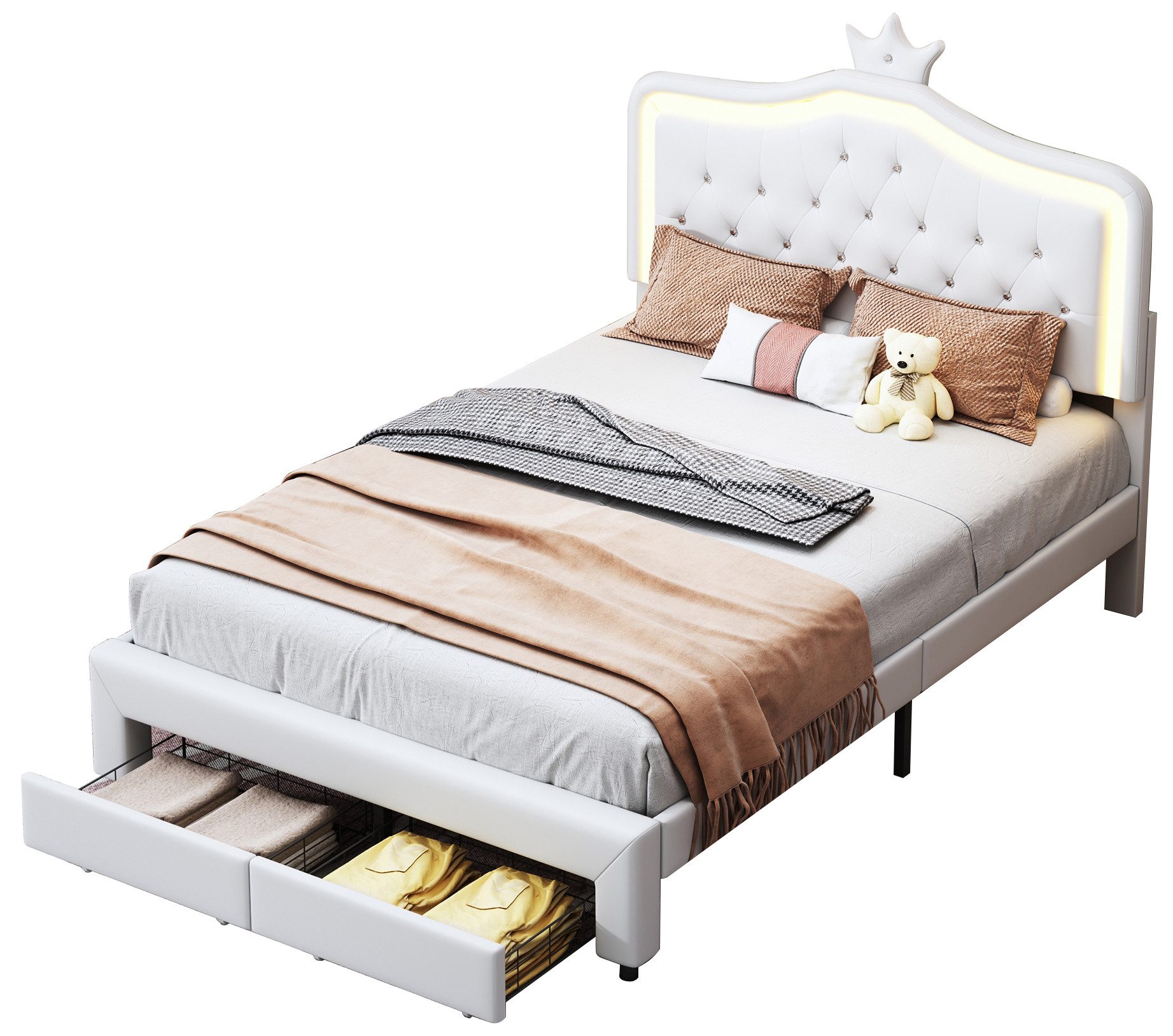 FUROKOY Polsterbett Polsterbett LED Kronenbett mit günstig online kaufen