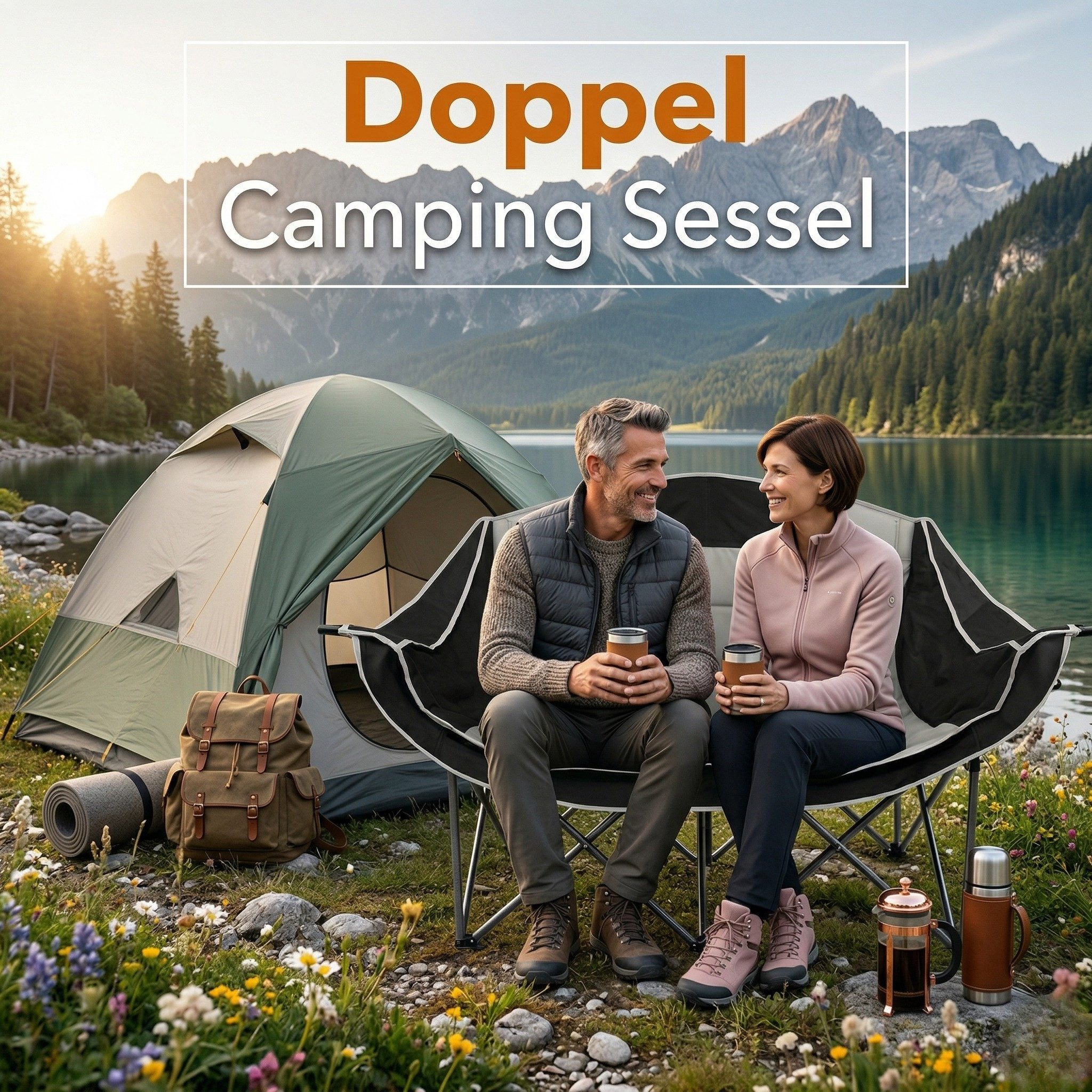 Norvéa Home Campingstuhl Doppel Campingstuhl klappbar 2-Sitzer gepolstert mit Tasche (Set bestehend aus 1 Doppel Campingstuhl und 1 Tragetasche), Doppel Campingstuhl klappbar, gepolstert, 2-Sitzer, mit Tragetasche