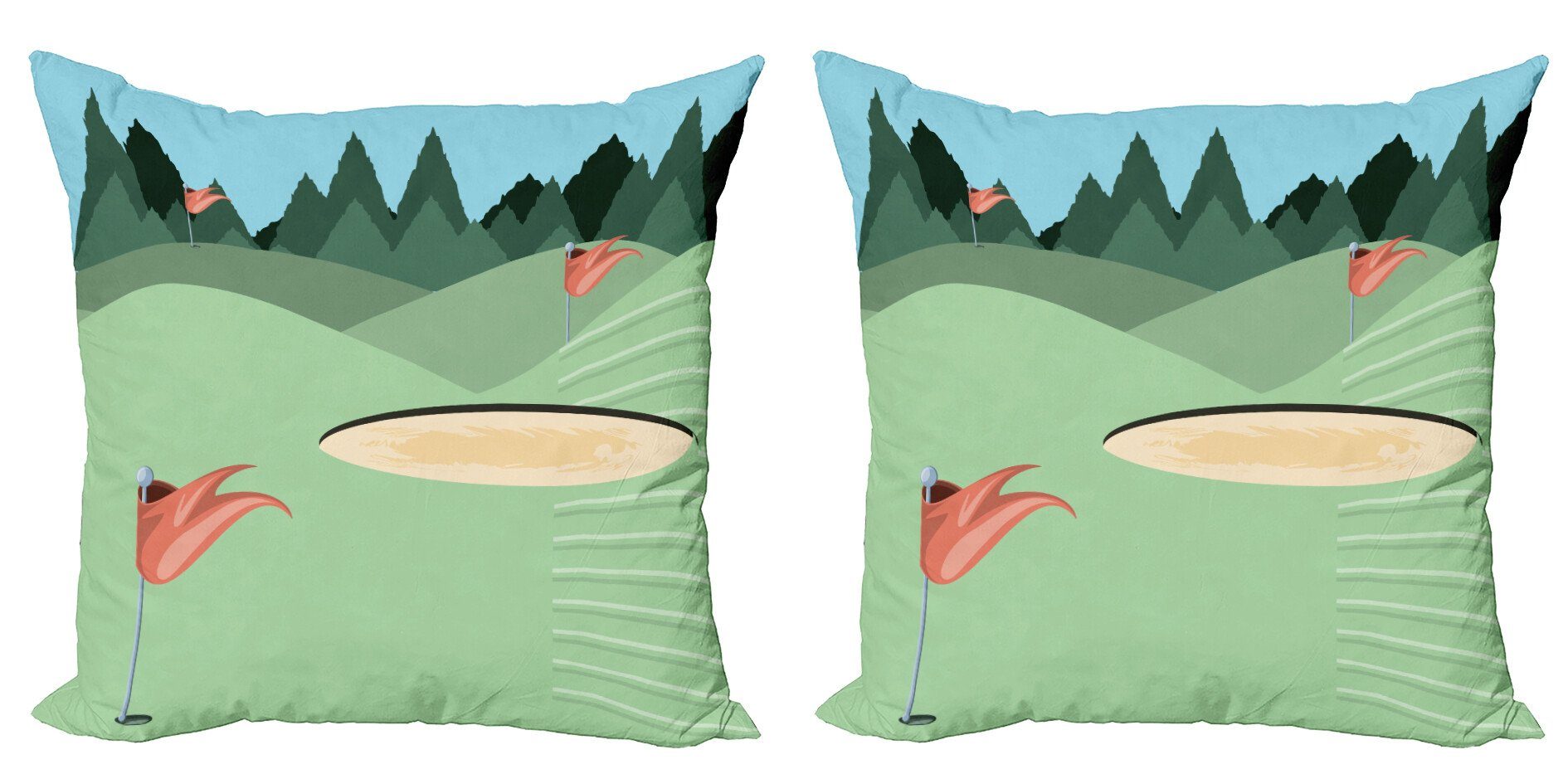 Woods Flags Stück), Digitaldruck, Golfplatz-Szene Modern (2 Kissenbezüge Abakuhaus Hills Doppelseitiger Accent
