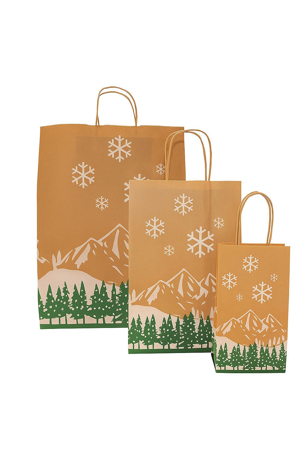 Tragetasche Papiertragetasche "Winterlandschaft" mit Kordel