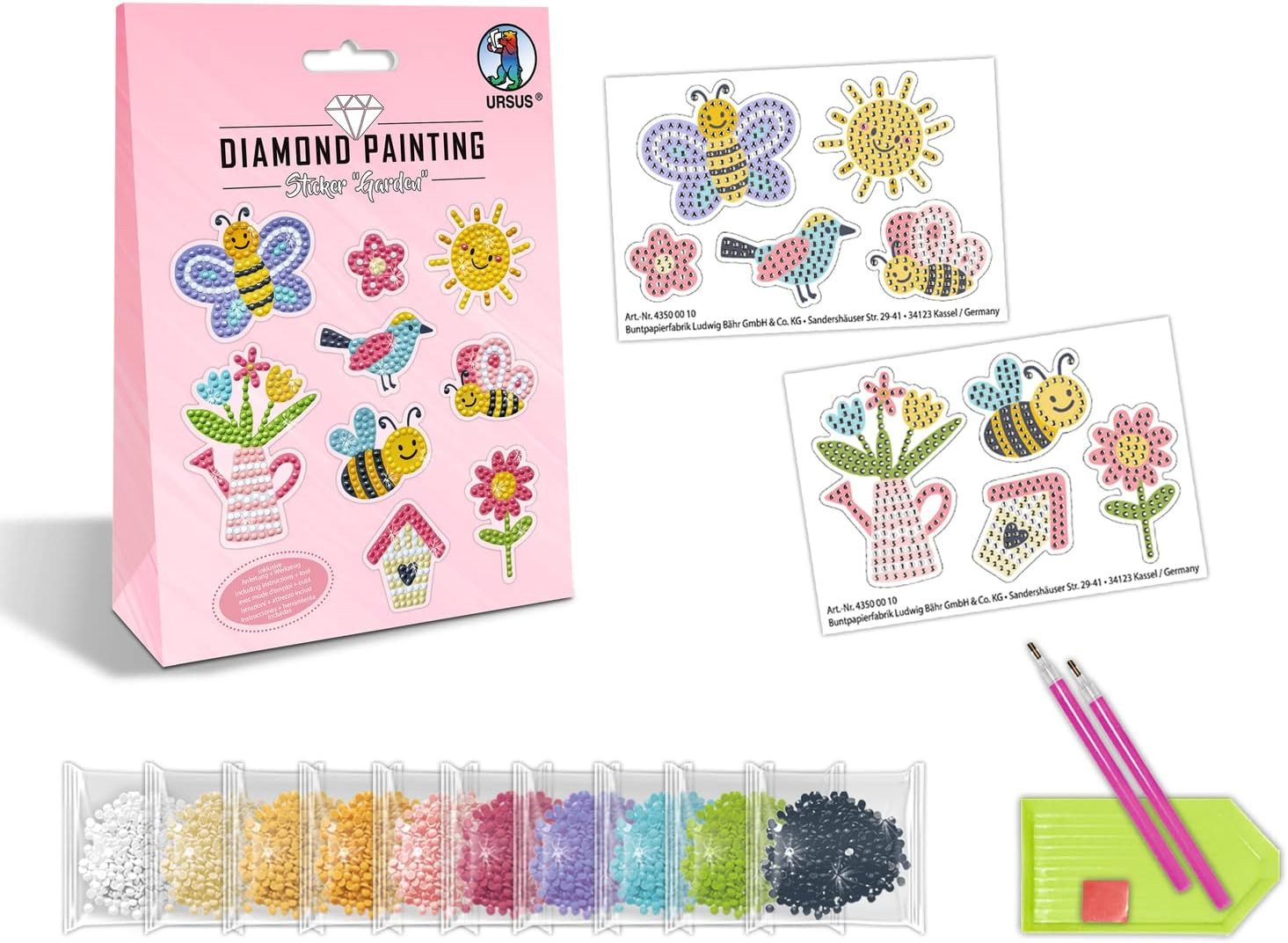 URSUS Spiel Diamond Painting Sticker Garden - Funkelnde Garten-Motive