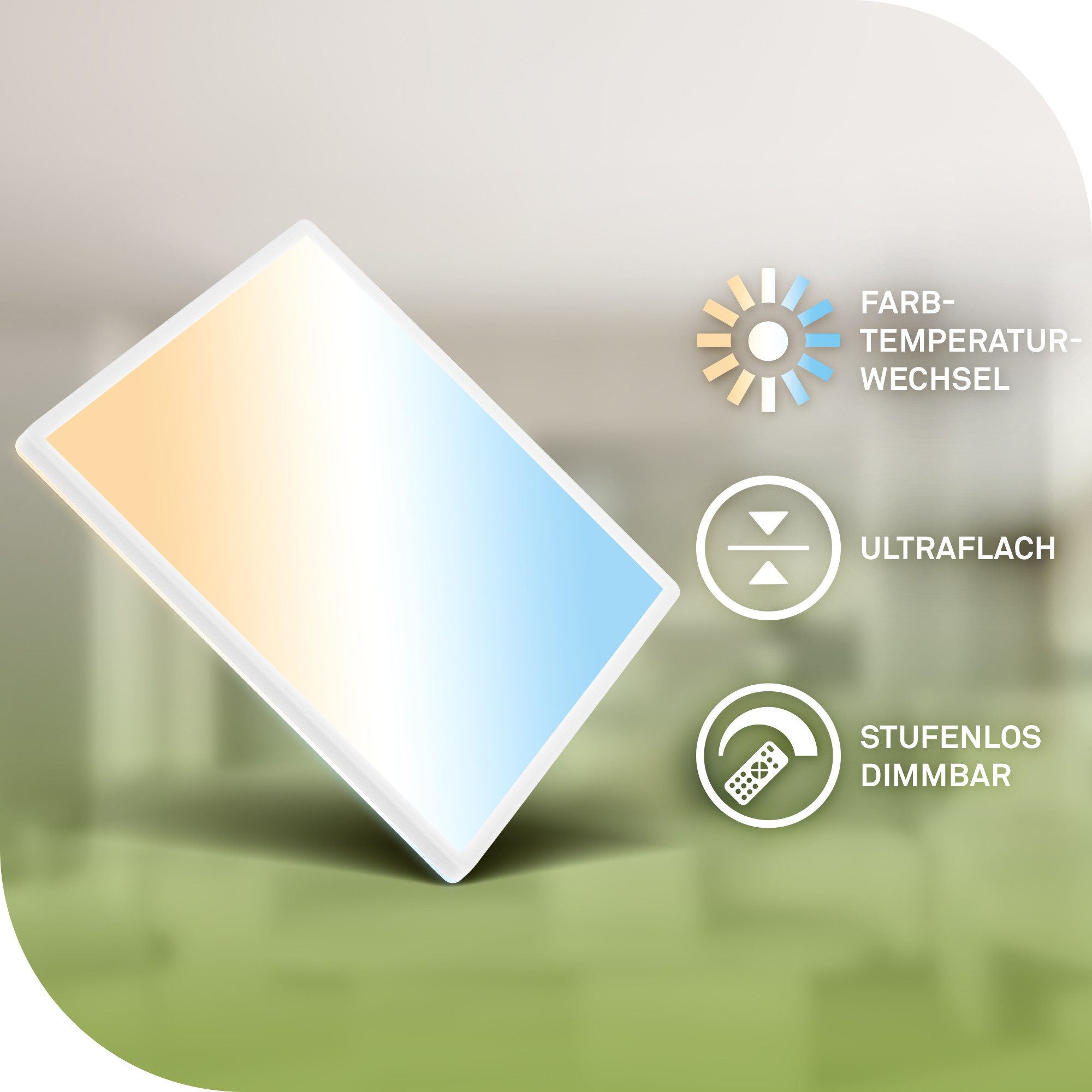 Briloner Leuchten Deckenleuchte LED PANEL Ultra Energieeffizient EEK A Deckenlampe, LED fest integriert