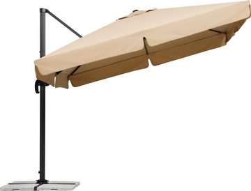 Schneider Schirme Ampelschirm Rhodos, LxB: 300x300 cm, mit Schutzhülle und Schirmständer, ohne Wegeplatten