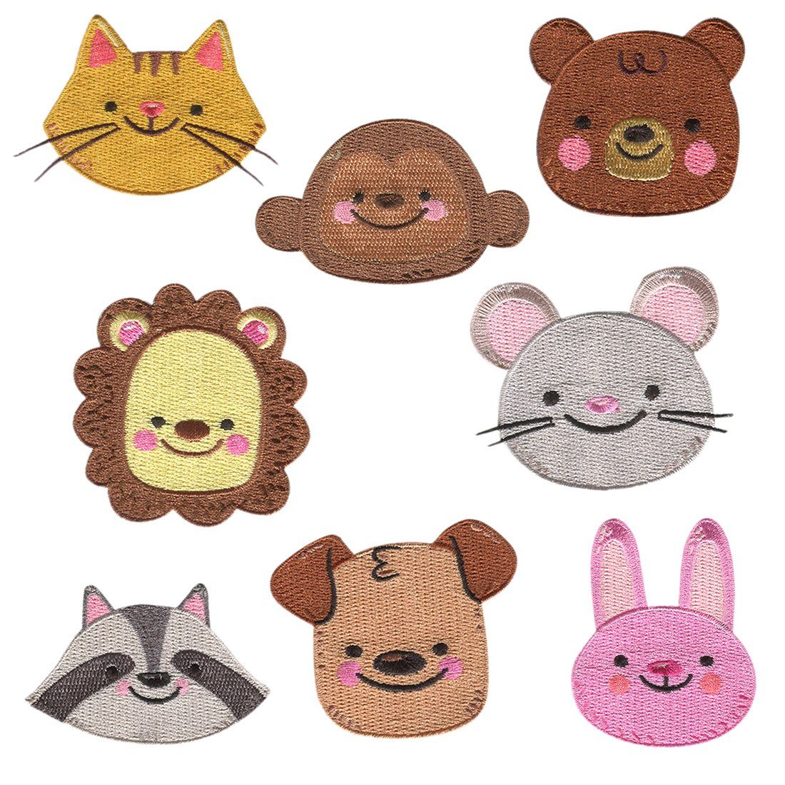 Catch the Patch Aufnäher Bügelbild, Aufbügler, Applikationen, Patches, Flicken, zum aufbügeln, Polyester, Tier Kopf Set 8 Stück