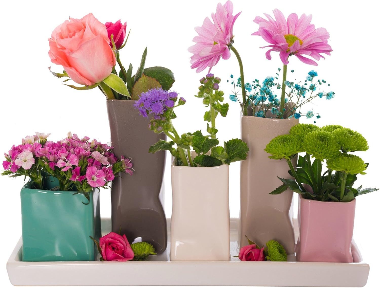 Jinfa Dekovase Handgefertigte kleine Keramik Deko Blumenvasen (Set, Je nach günstig online kaufen