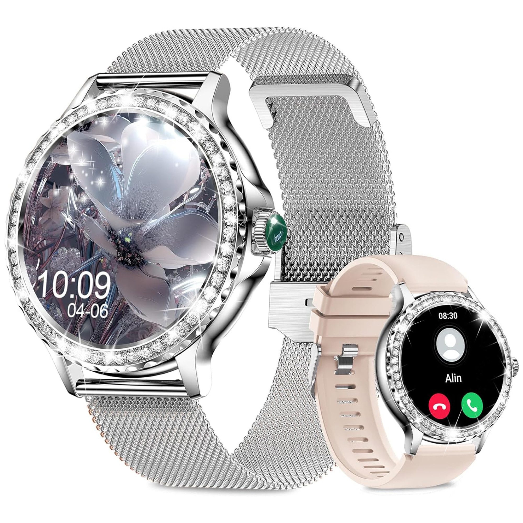walkbee Smartwatch, Fitness Tracker Uhr für Damen mit Anruffunktion Smartwatch (3.3 cm/1,3