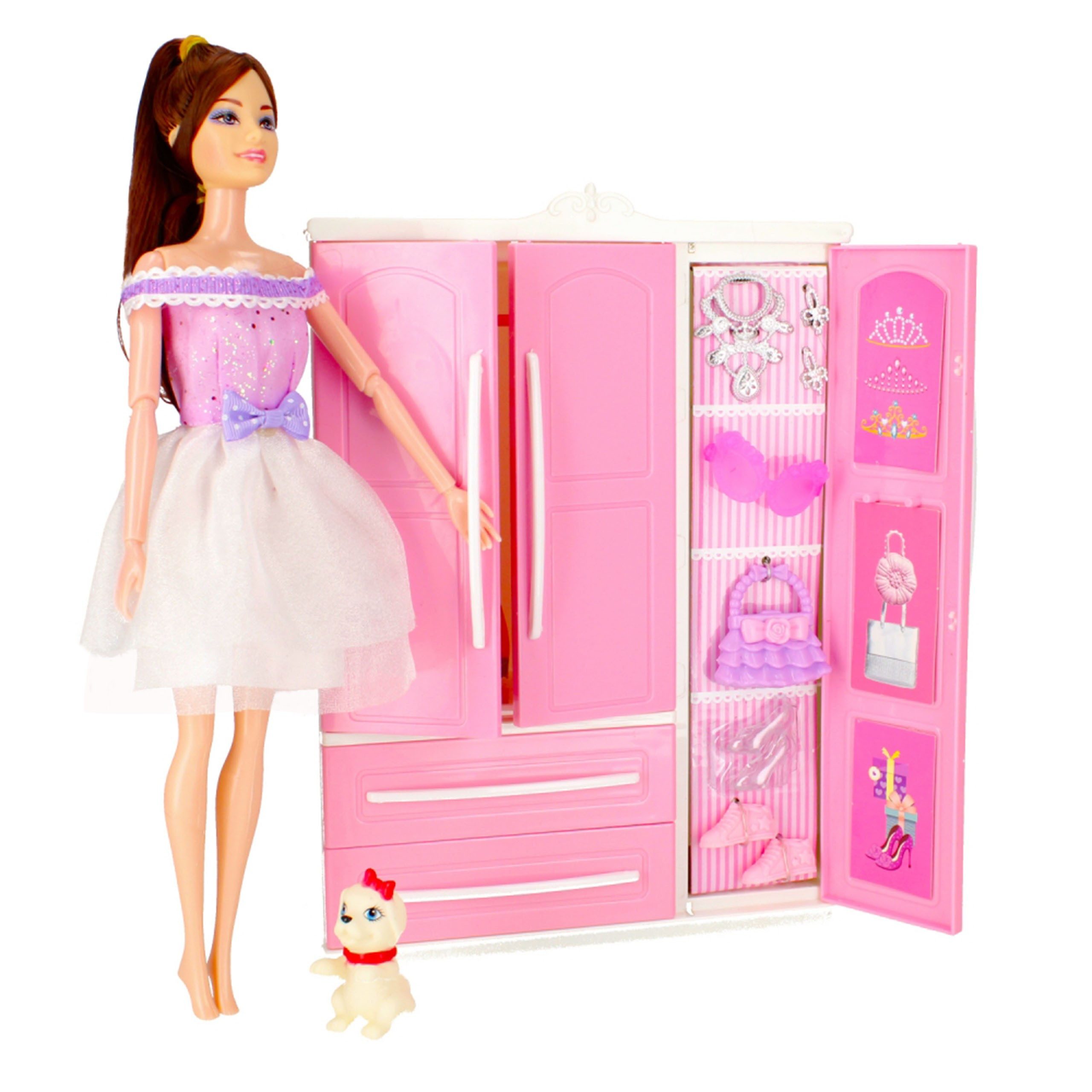 Mega Creative Puppenkleiderschrank Puppe, 29 cm, mit Zubehör, Kleiderschrank 3+ MEGA CREATIVE