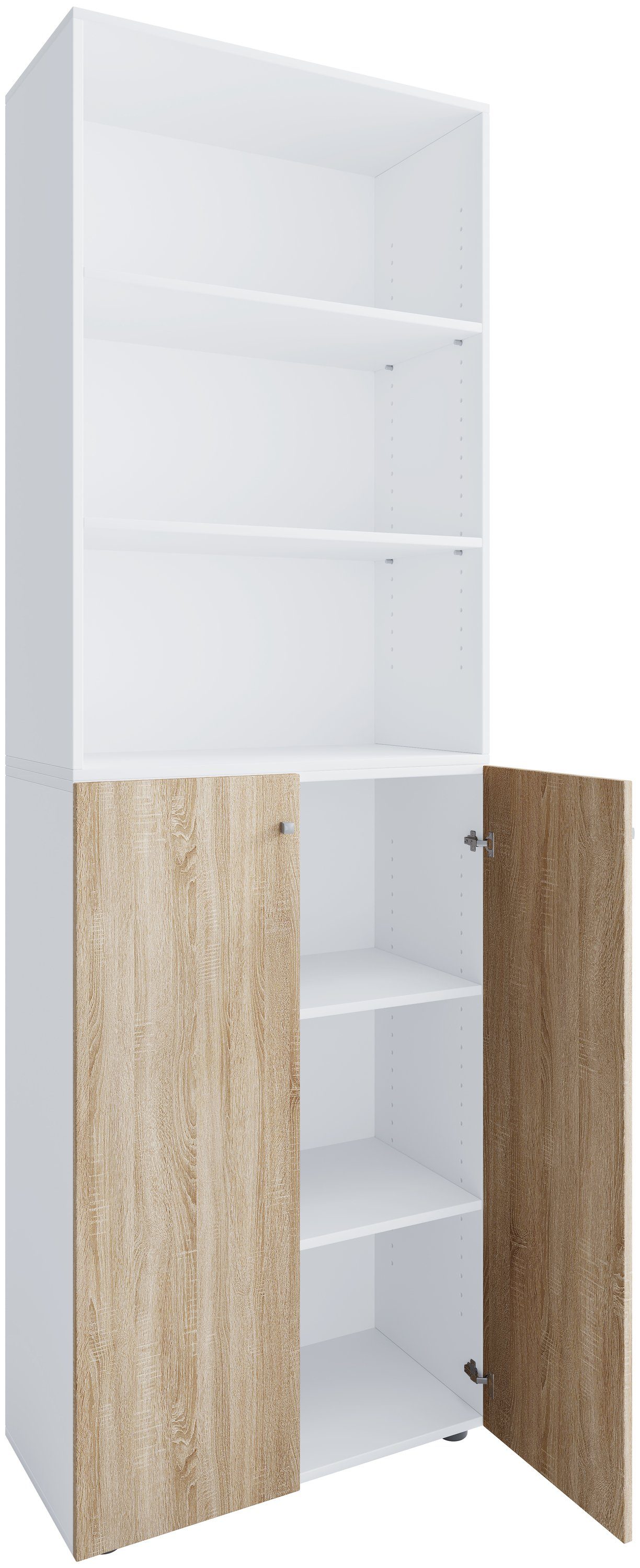 Lona XL / Weiß Holz 6 Schuhkommode Schuhschrank Sonoma-Eiche Schuhschrank Großer VCM (1-St)