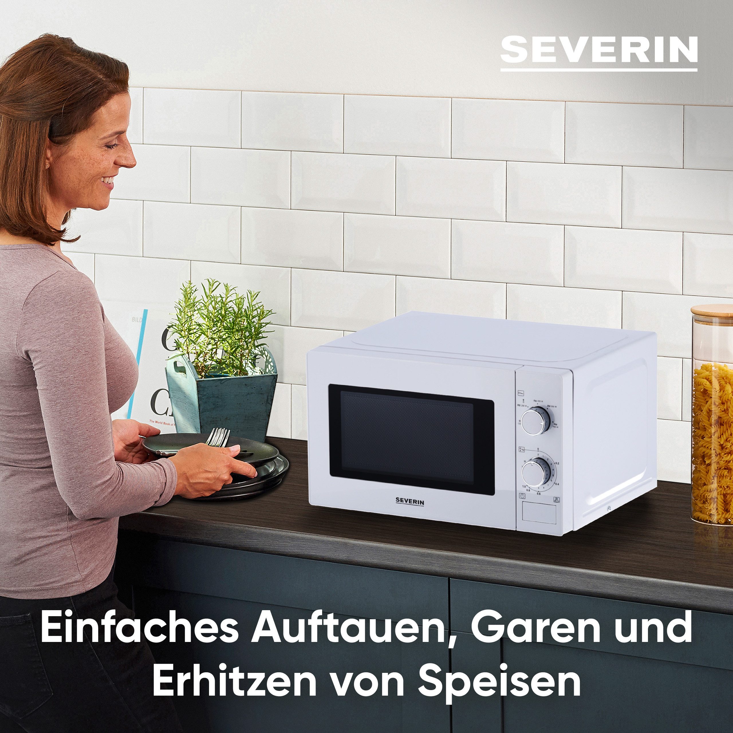 Severin Mikrowelle MW 7770, Mikrowelle, 20 l, 5 verschiedene Leistungsstufen inkl. Auftauprogramm