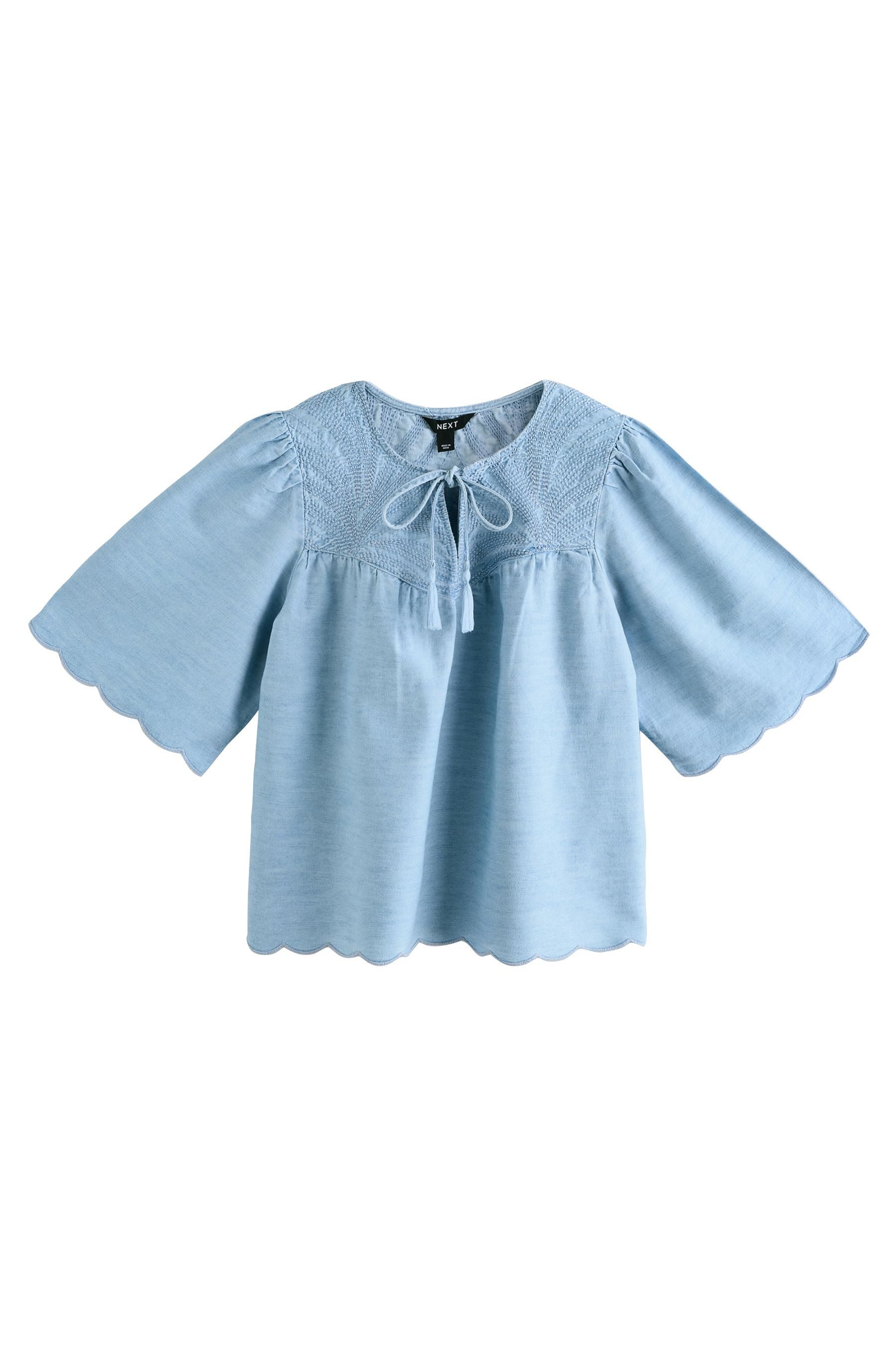 Next Jeanshemd Leichte Jeansbluse mit Stickerei aus Baumwolle (1-tlg) günstig online kaufen