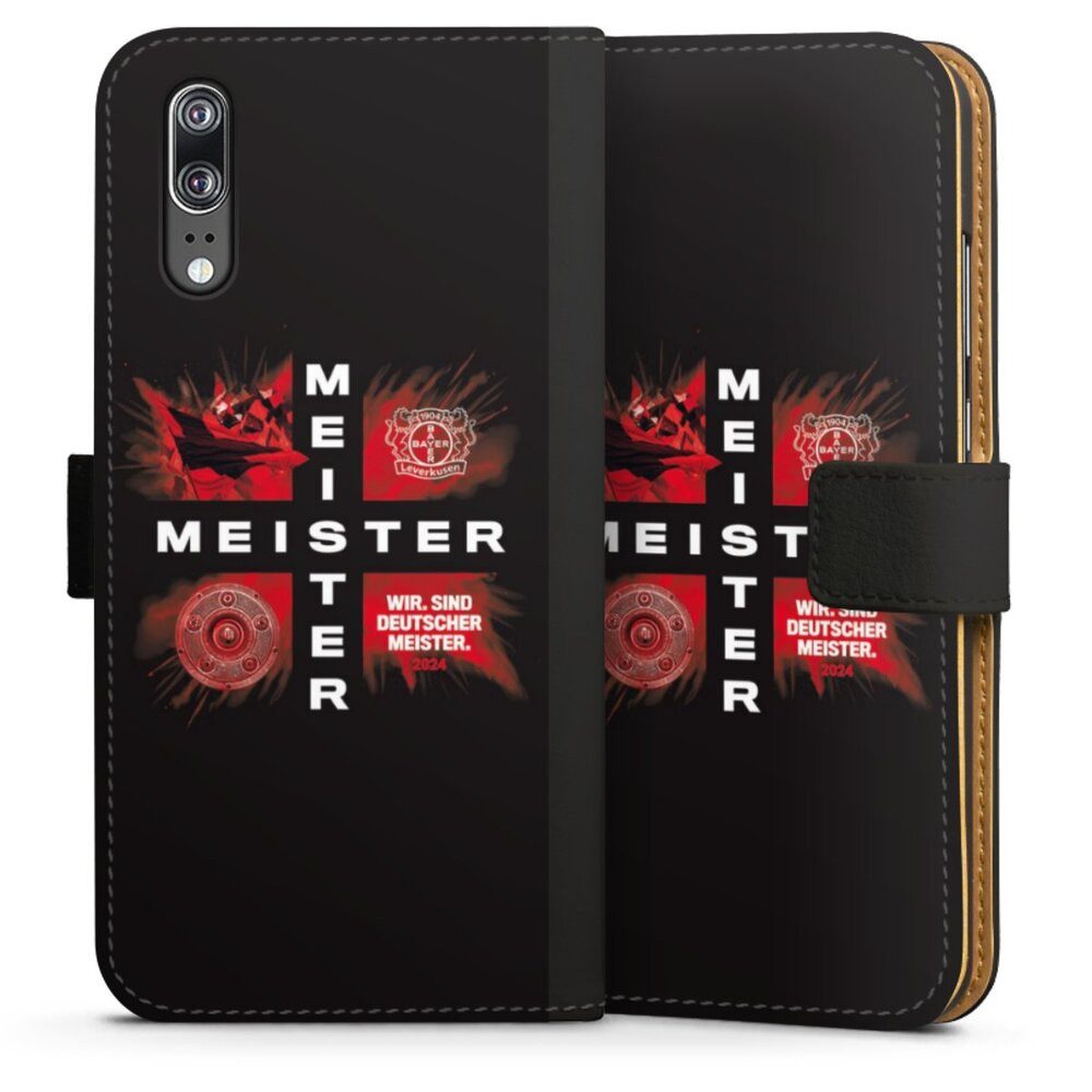 DeinDesign Handyhülle Bayer 04 Leverkusen Meister Offizielles Lizenzprodukt, Huawei P20 Hülle Handy Flip Case Wallet Cover Handytasche Leder