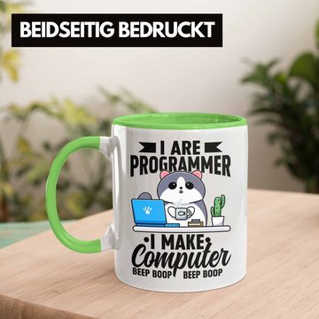 Trendation Tasse Trendation - Lustige Programmierer Tasse Geschenk Humor I Are Programmer I Make Computer Beep Boop Lustiger Spruch