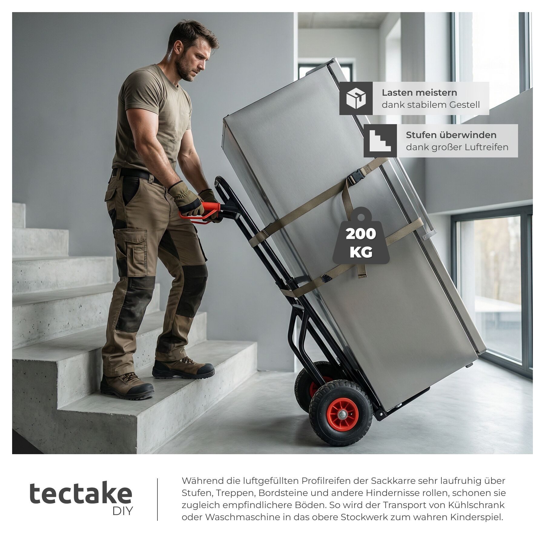 tectake Sackkarre Transportkarre bis 100kg, mit Stahlrahmen