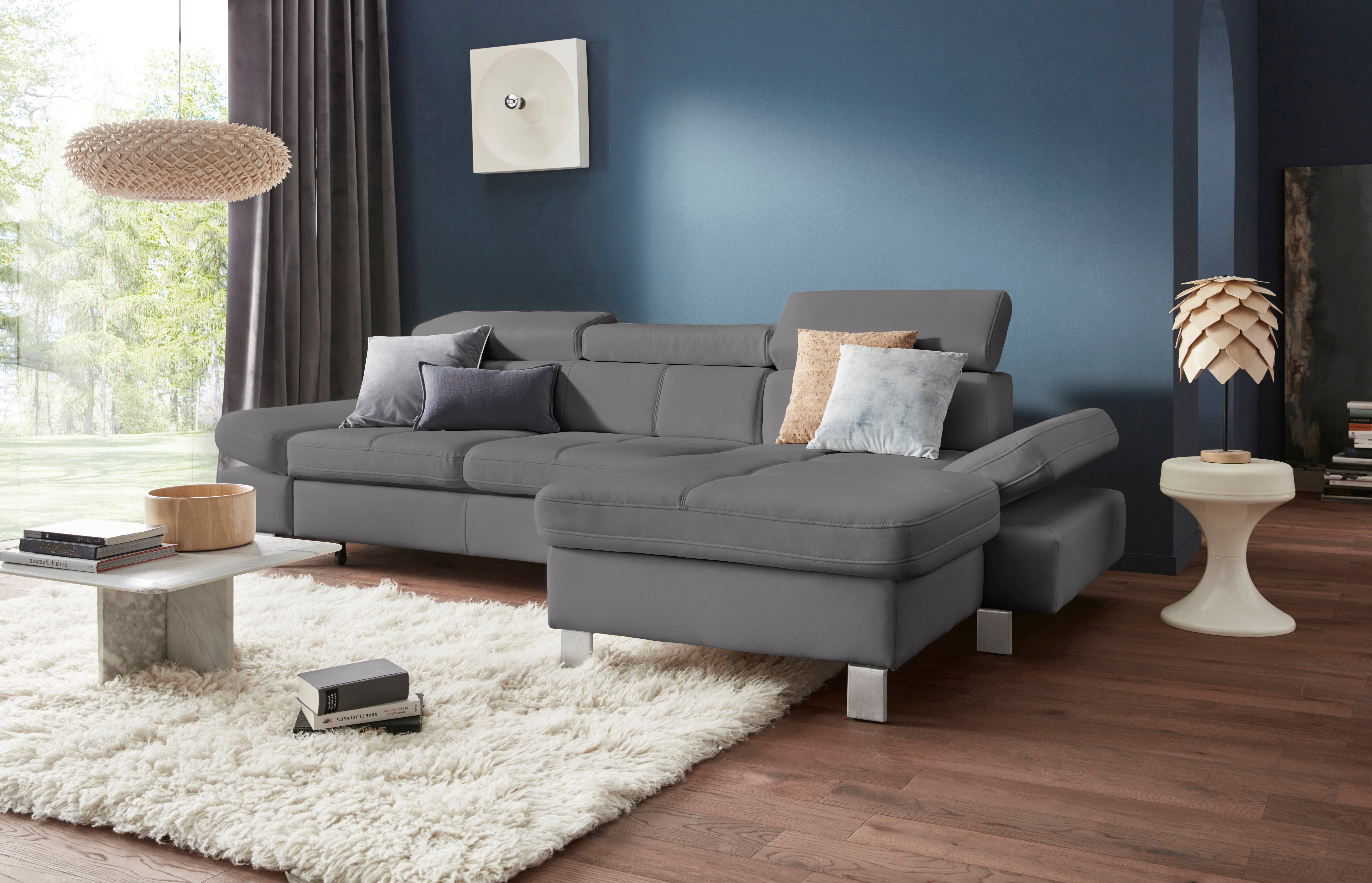 exxpo - sofa fashion Ecksofa Fiji, hochwertige Detailverarbeitung, Breite 292cm, L-Form, bequem durch Kopf- und Armteilverstellung, wahlweise mit Bettfunktion
