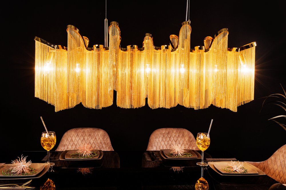 riess-ambiente Hängeleuchte ROYAL 120cm gold, keine besonderen Funktionen, ohne Leuchtmittel, Wohnzimmer · Metall-Ketten · Esszimmer · Barock Design