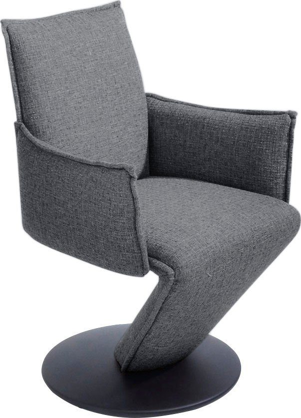 K+W Komfort & Wohnen Drehstuhl Drive, Sessel mit federnder Sitzschale, Drehteller in Metall schwarz Struktur