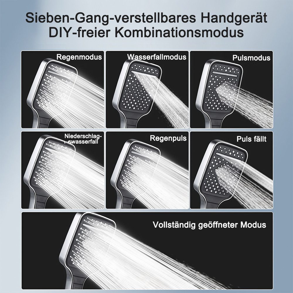 GLIESE Handbrause Duschkopf mit Druckverstärker mit 150 cm Brauseschlauch, (3-tlg) – Bild 3 von 5