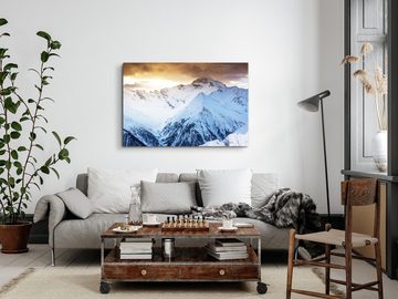 Sinus Art Leinwandbild 120x80cm Wandbild auf Leinwand Schneegipfel Berge Schnee Alpen Sonnenu, (1 St)
