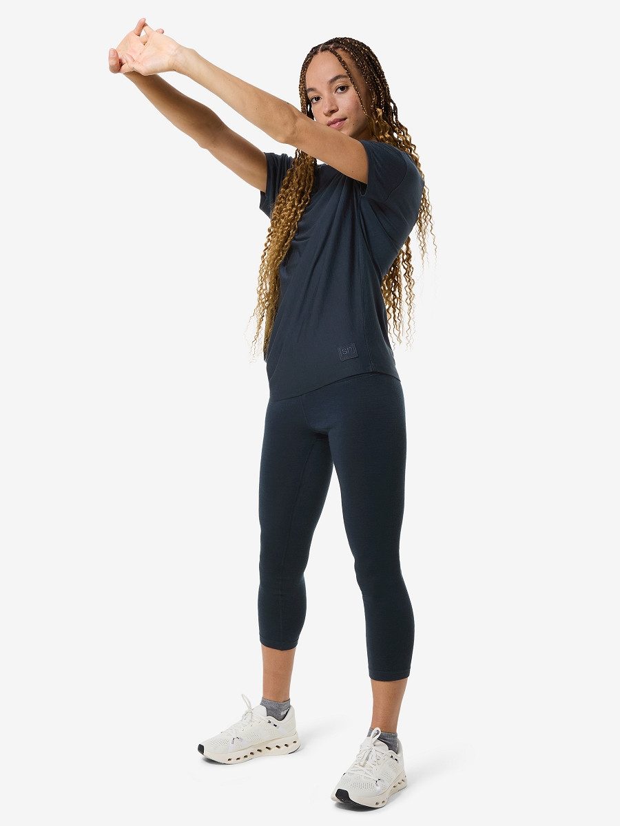 SUPER.NATURAL T-Shirt für Damen, nachhaltig, Merino YOGA LOOSE BIO J TEE asymmetrisches, lockeres Shirt