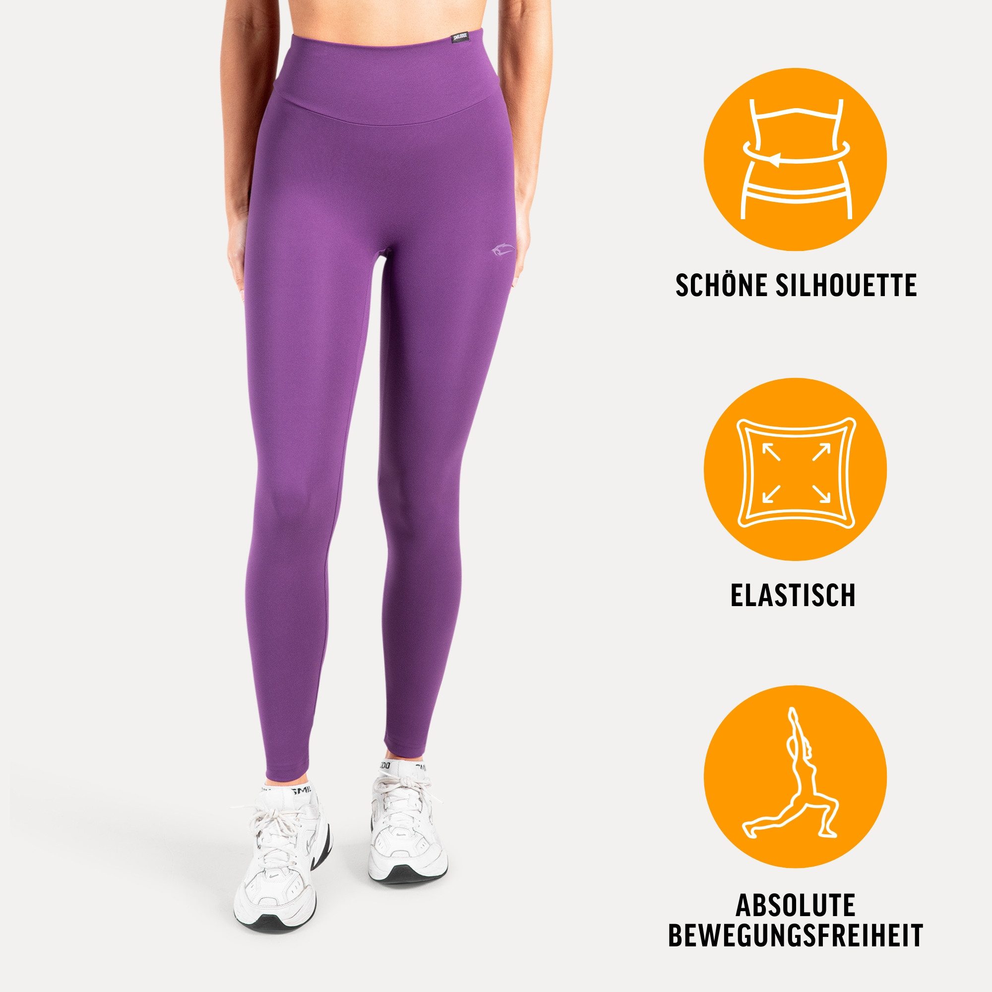 Smilodox Leggings Thalina, Figurbetonte Sportleggings mit 3D Rubber Print, elastisch Formende Nahtführung Fitness Hose Yoga Running Alltag Freizeit