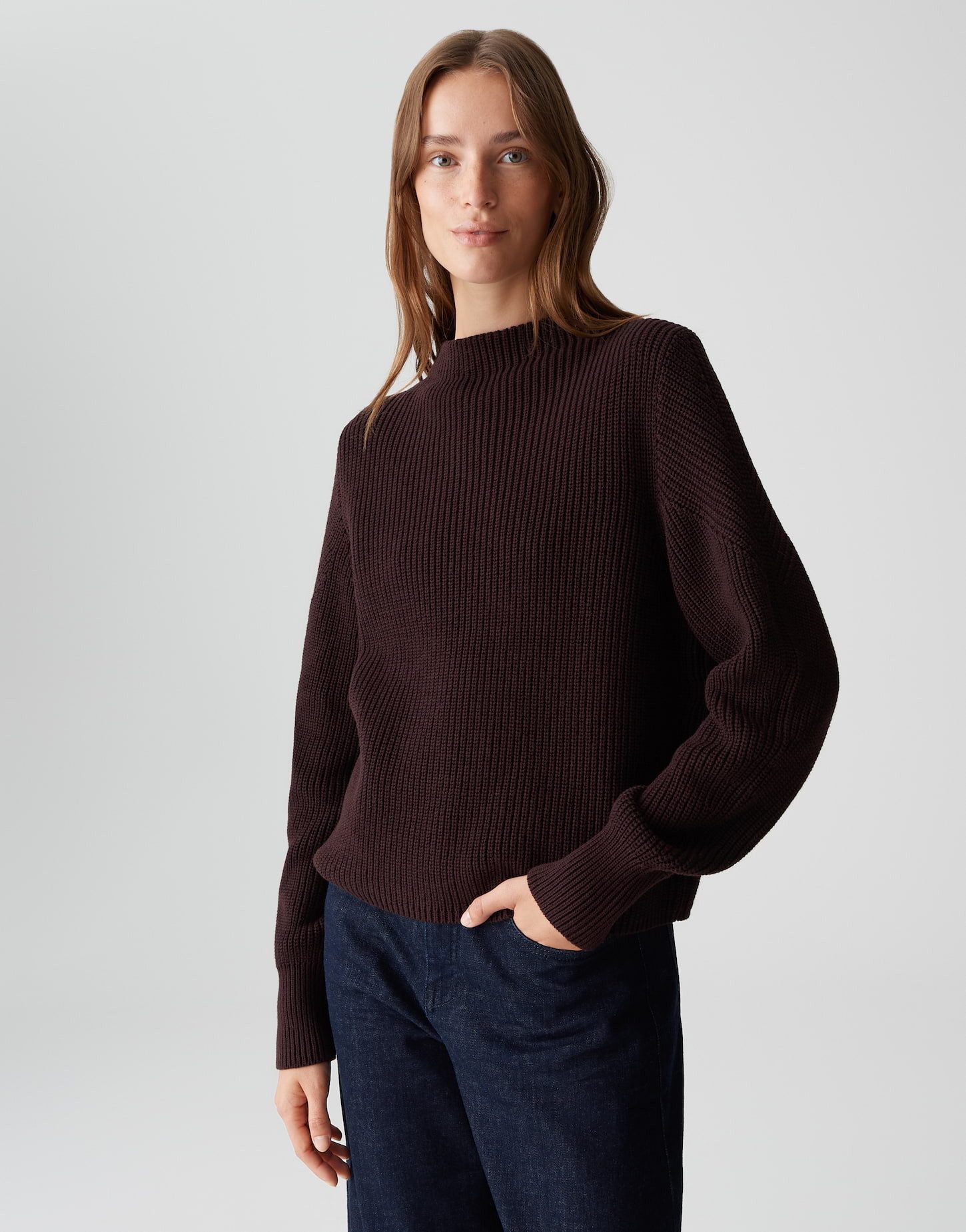 OPUS Strickpullover PONTELLE aus nachhaltigem BCI Cotton Funnel Neck, natür günstig online kaufen