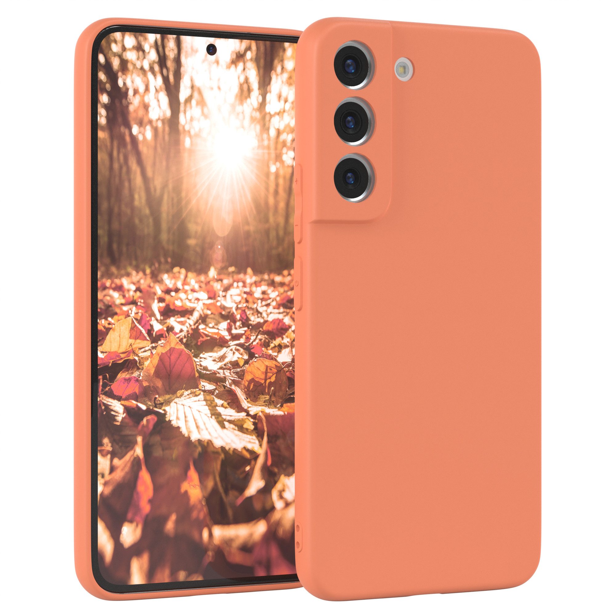 EAZY CASE Handyhülle TPU Hülle für Samsung Galaxy S22 5G 6,1 Zoll, Schutzhülle mit Kameraschutz telefonhülle elastisch bumper tpu Orange