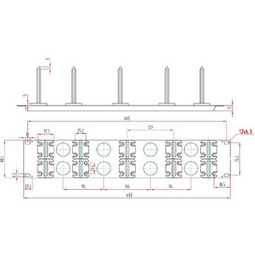 Renkforce Netzwerkschrank 48.26 cm (19) Rangierpanel mit 10 drehbaren, 360° drehbare Kabelführungsbügel