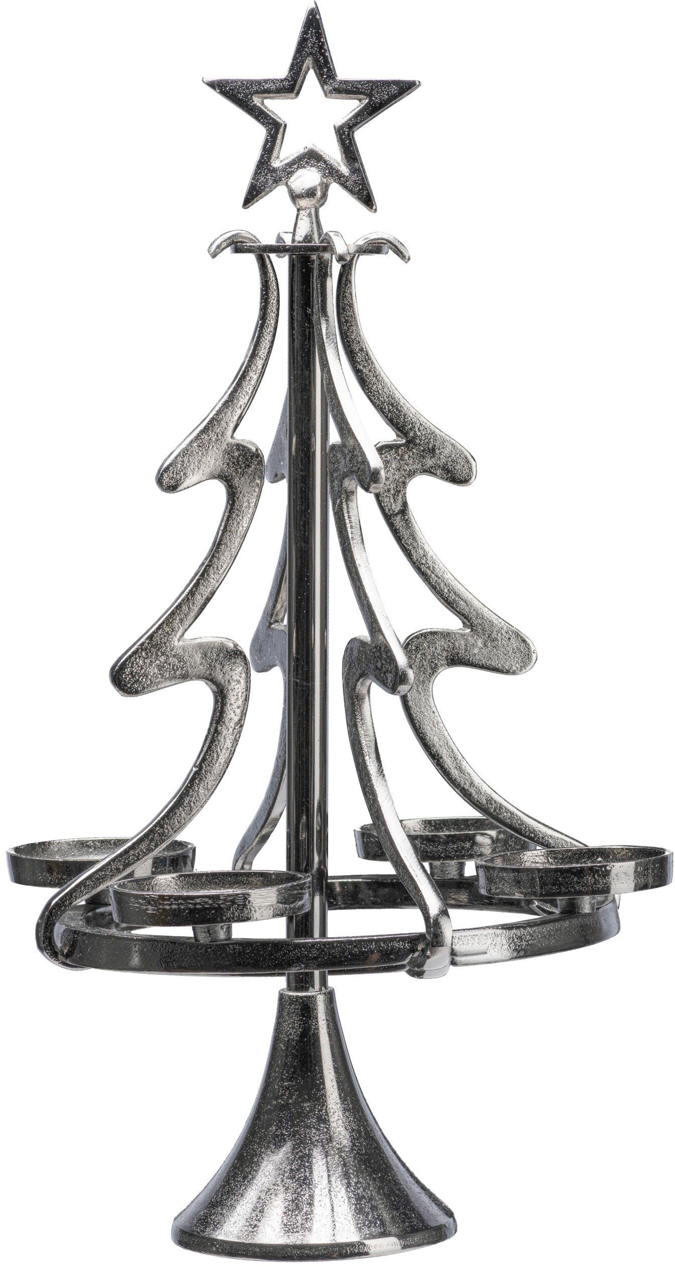 my home Adventsleuchter Tannenbaum, Weihnachtsdeko (1 St), Kerzenständer aus Aluminium, Höhe 86 cm anthrazit