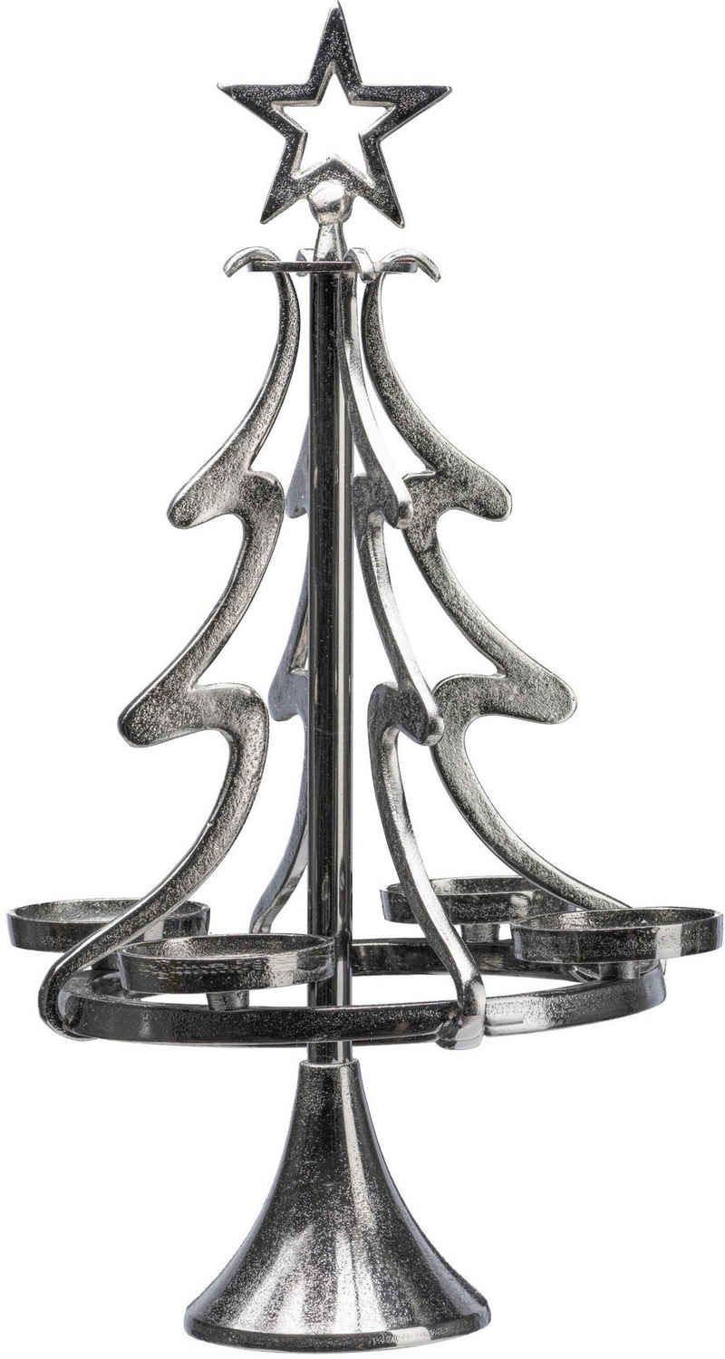 my home Adventsleuchter Tannenbaum, Weihnachtsdeko (1 St), Kerzenständer aus Aluminium, Höhe 86 cm