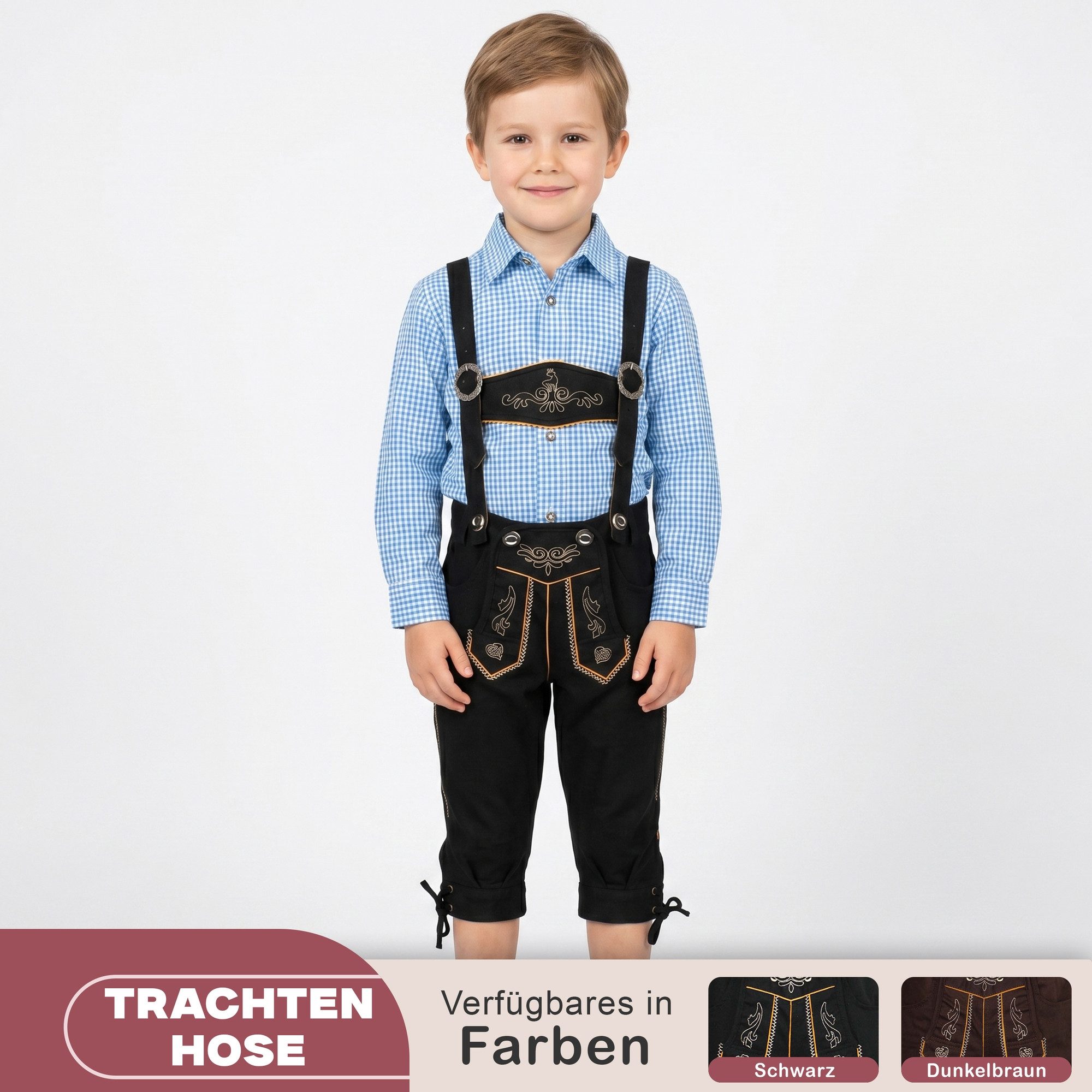 German Wear Trachtenhose GW901-Textil Kinder Trachen Jeanshose mit Hosenträgern