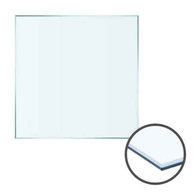 HOOZ Tischplatte aus Glas 70 x 70 x 0,6 cm oder als Funkenschutzplatte für den Kamin (Klarglas, 1 St., ESG-Sicherheitsglas), mit hochwertigem Facettenschliff