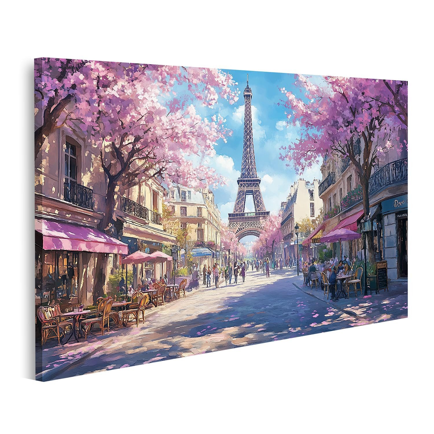 islandburner Leinwandbild Blühende Kirschbäume in Paris mit dem Eiffelturm