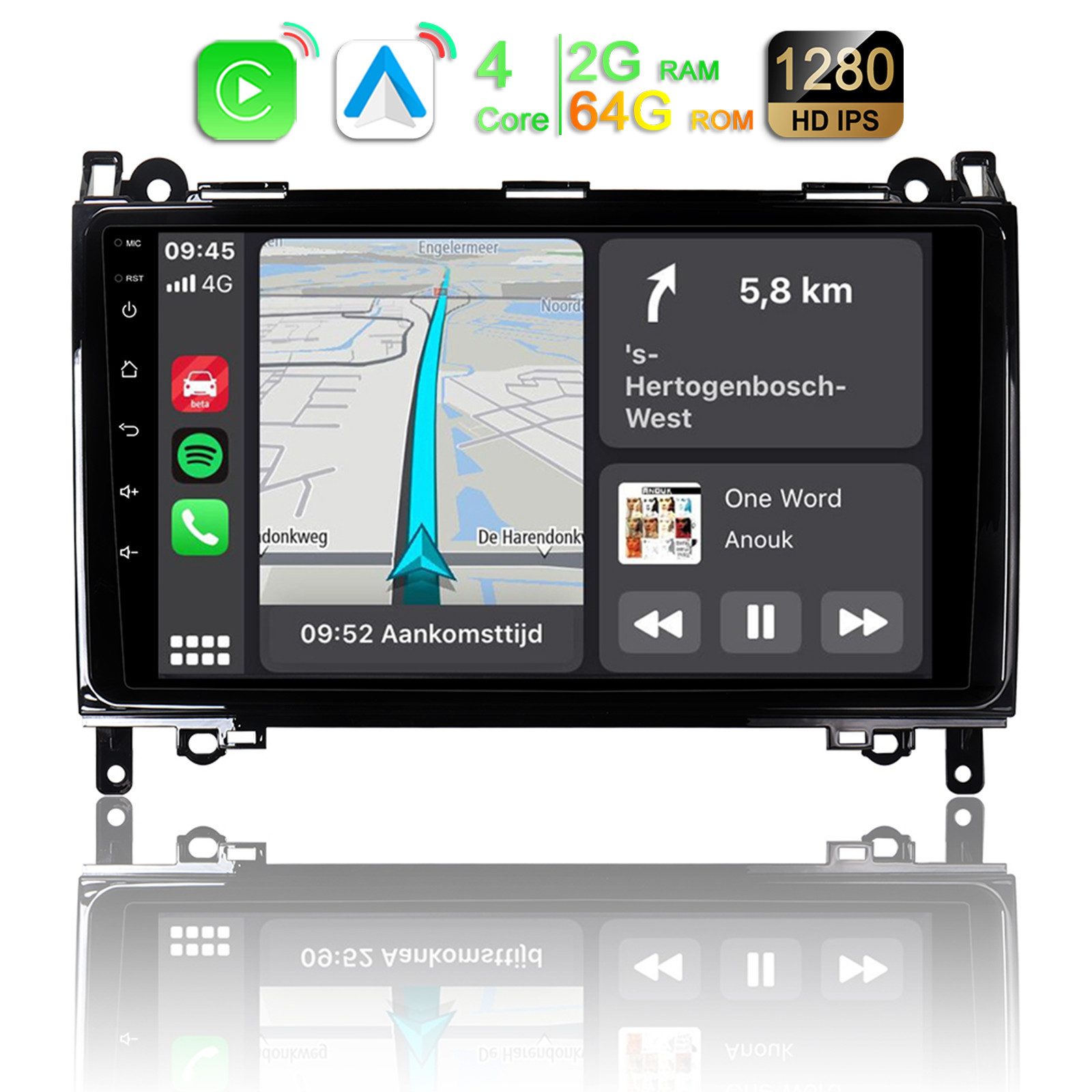 A-Sure 4-Core Android 15 Carplay Navi Für Mercedes-Benz A B Klasse W169 W245 Autoradio (Digitalradio (DAB), FM, 1280*720 IPS Screen, AM)
