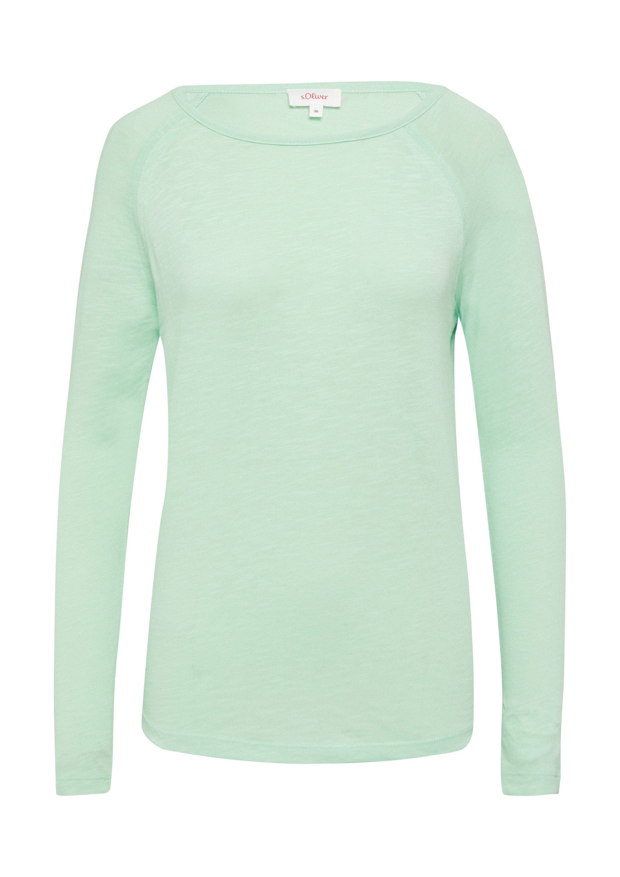 s.Oliver Langarmshirt T-Shirt Langarmshirt mit Raglanärmeln und Flammgarnst günstig online kaufen