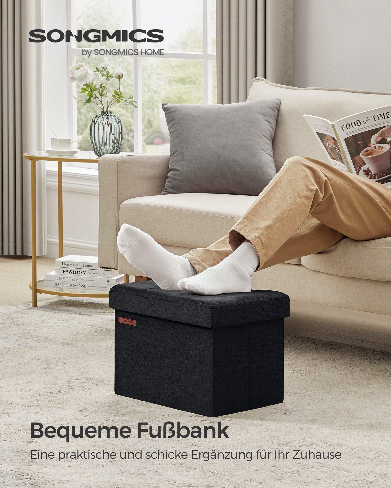 SONGMICS Sitzhocker sitzbank, Aufbewahrungsbox mit Deckel, günstig online kaufen