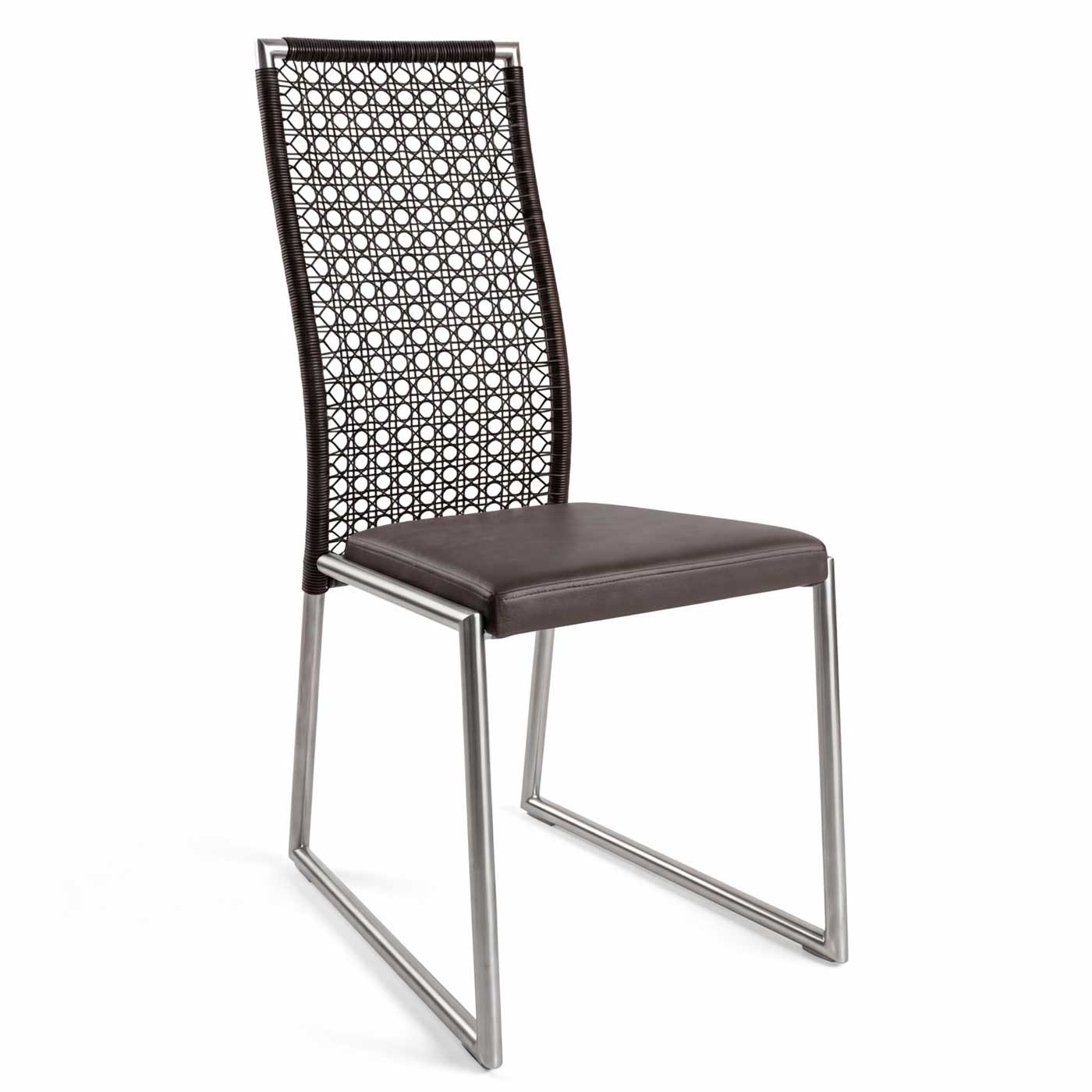 Okazi Kufenstuhl Okazi Tiffany Ambiente Edelstahl dunkelbraun Echtleder (Einzelstuhl, 1 St), Gestell aus Edelstahl - Top-Qualität direkt vom Hersteller
