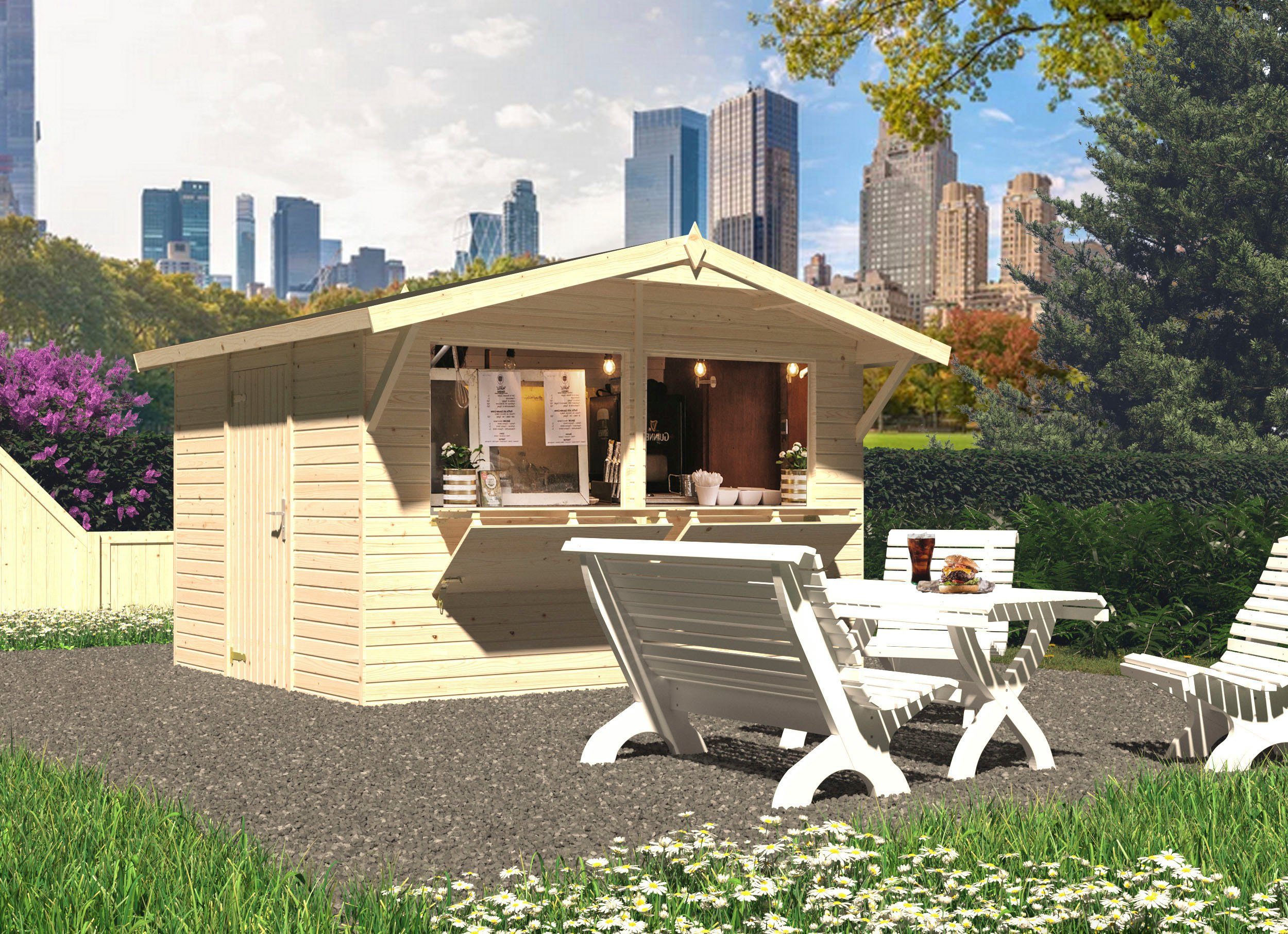 Palmako Gerätehaus Marktstand Stella, BxT: 361x320 cm, transparent