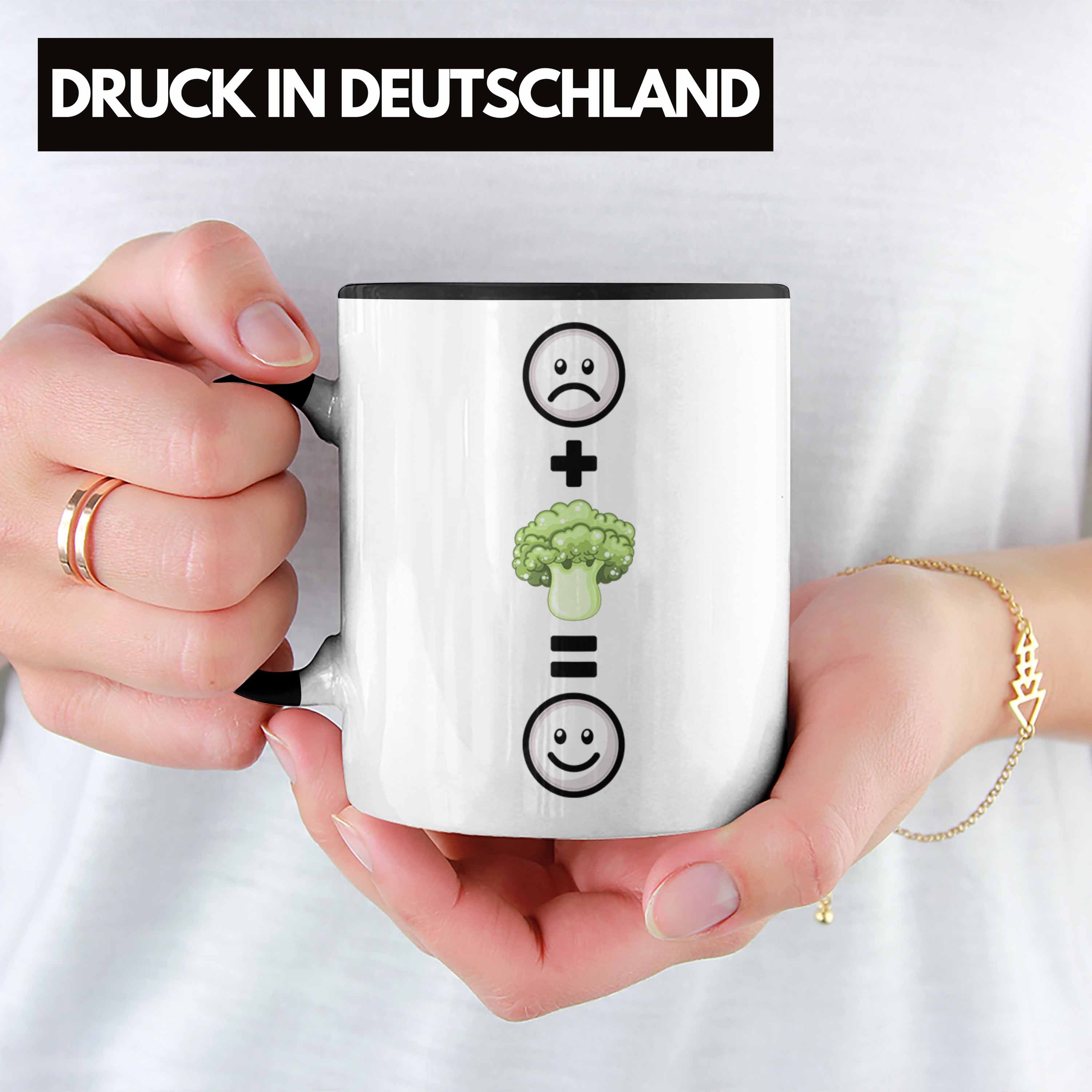 Trendation Lustige Brokkoli Fans Tasse Ge für Tasse Geschenk Veganer Schwarz Brokkoli-Liebhaber