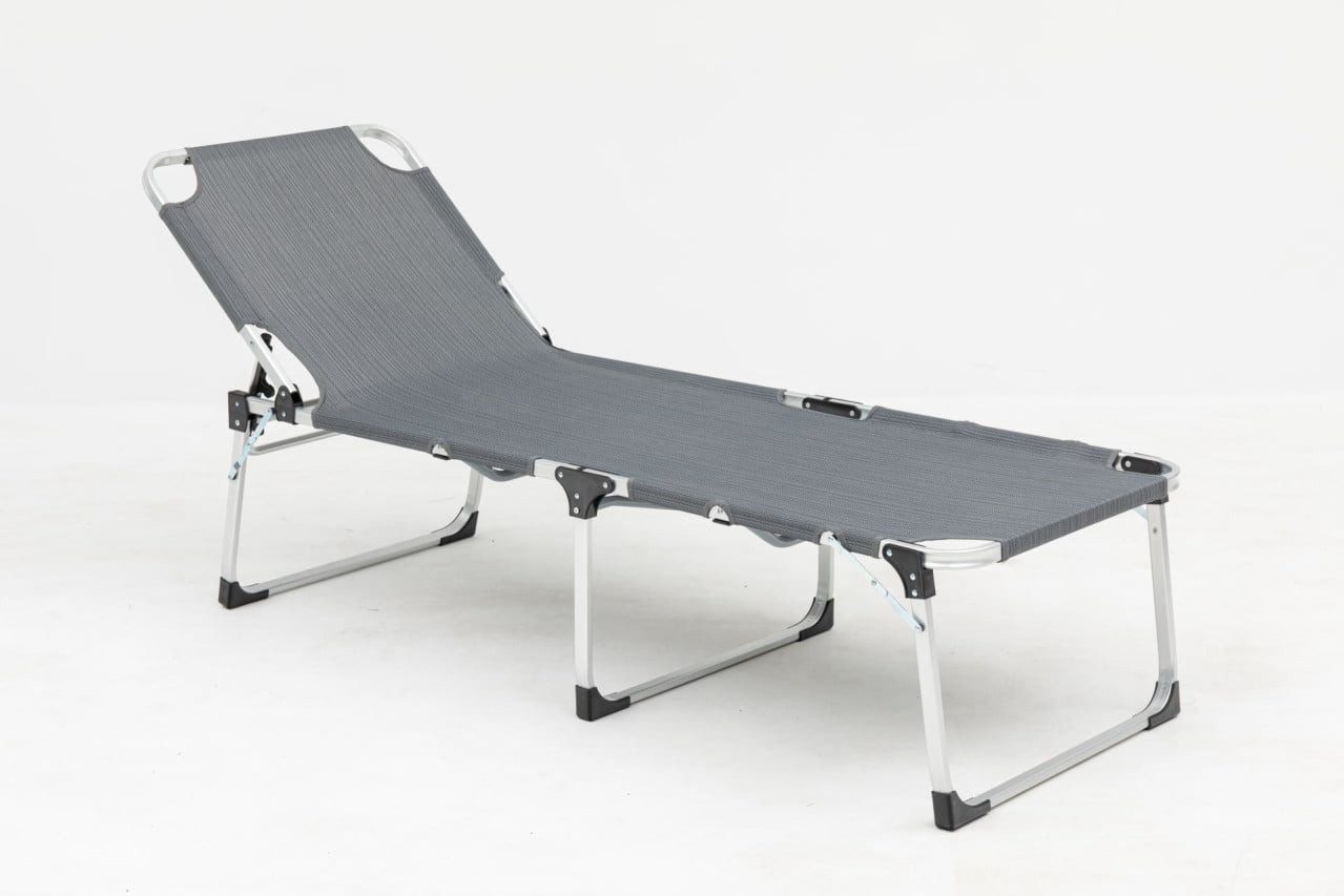 Trend Line Campingliege TrendLine Sonnenliege Aluminium Deluxe XL grau Rückenlehne verstellbar witterungsbeständig