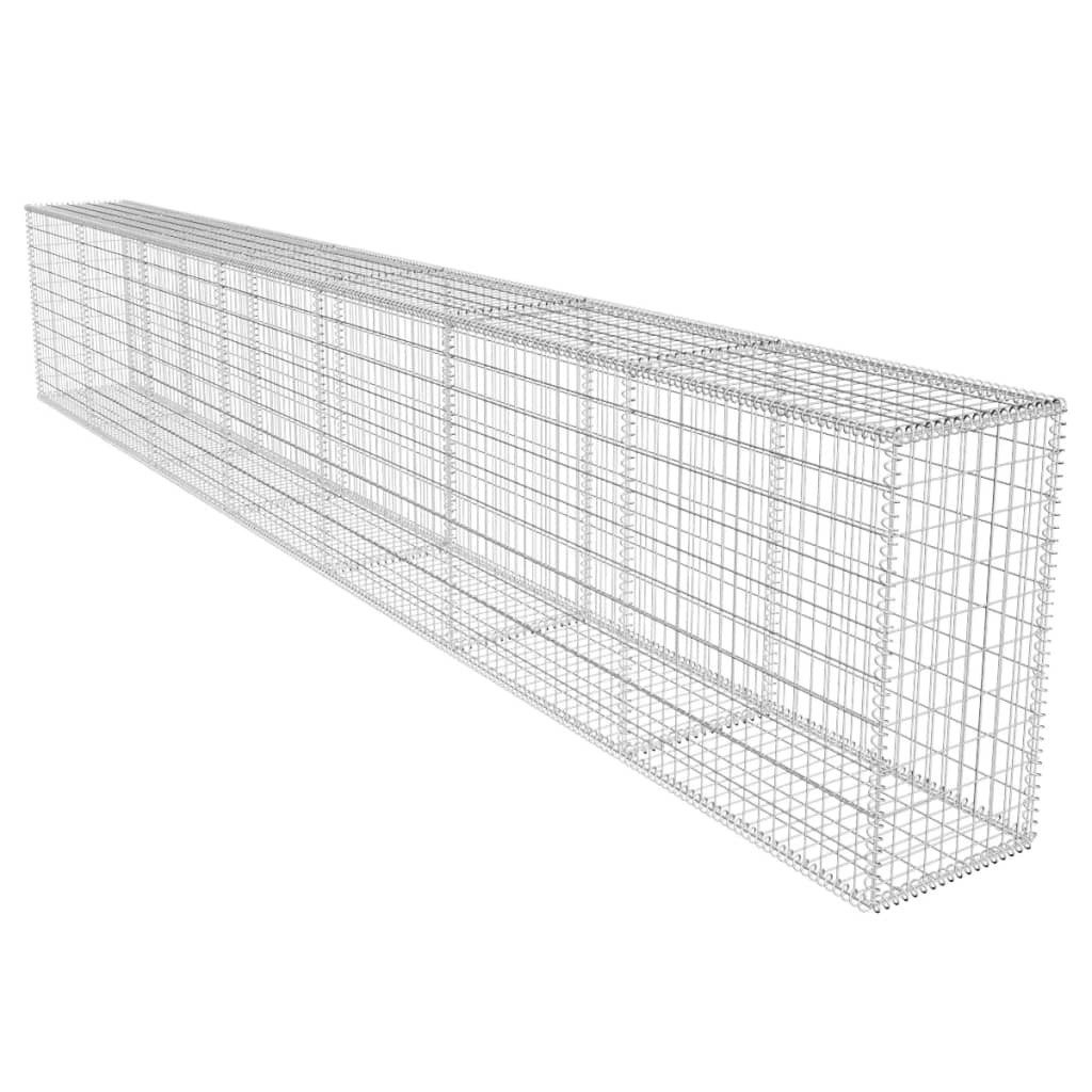vidaXL Gartenzaun Gabionenwand mit Abdeckung Verzinkter Stahl 600x50x100 cm, (1-St)