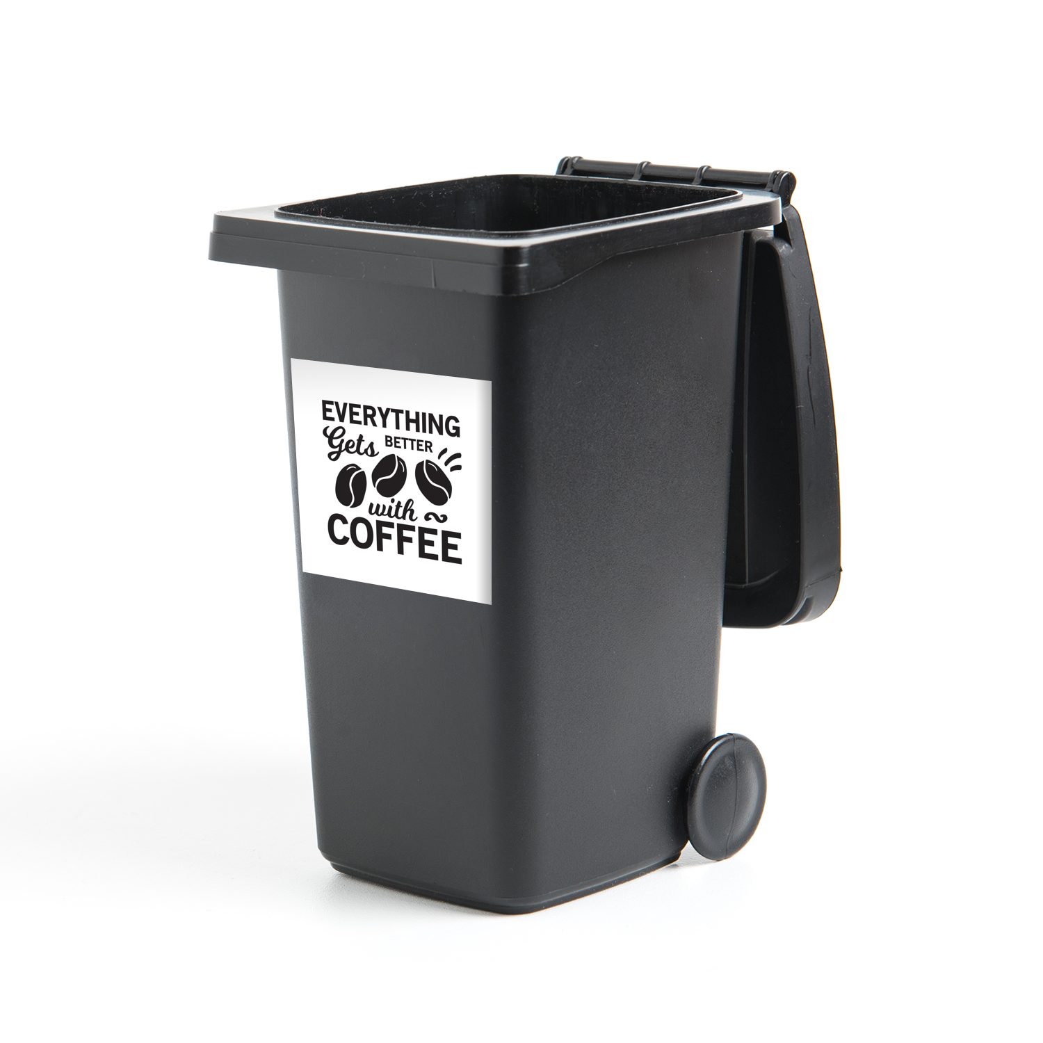 MuchoWow Wandsticker Mit Kaffee wird alles besser - Sprichwörter - Zitate - Kaffee (1 St), Mülleimer-aufkleber, Mülltonne, Sticker, Container, Abfalbehälter