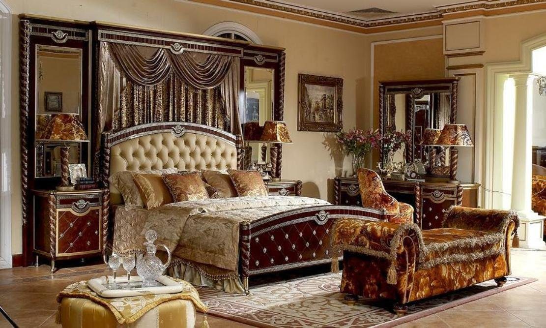 JVmoebel Schlafzimmer-Set, Schlafzimmer Set Nachttische Bett 8Teilig Barock Rokoko Antik Stil | Komplett-Jugendzimmer