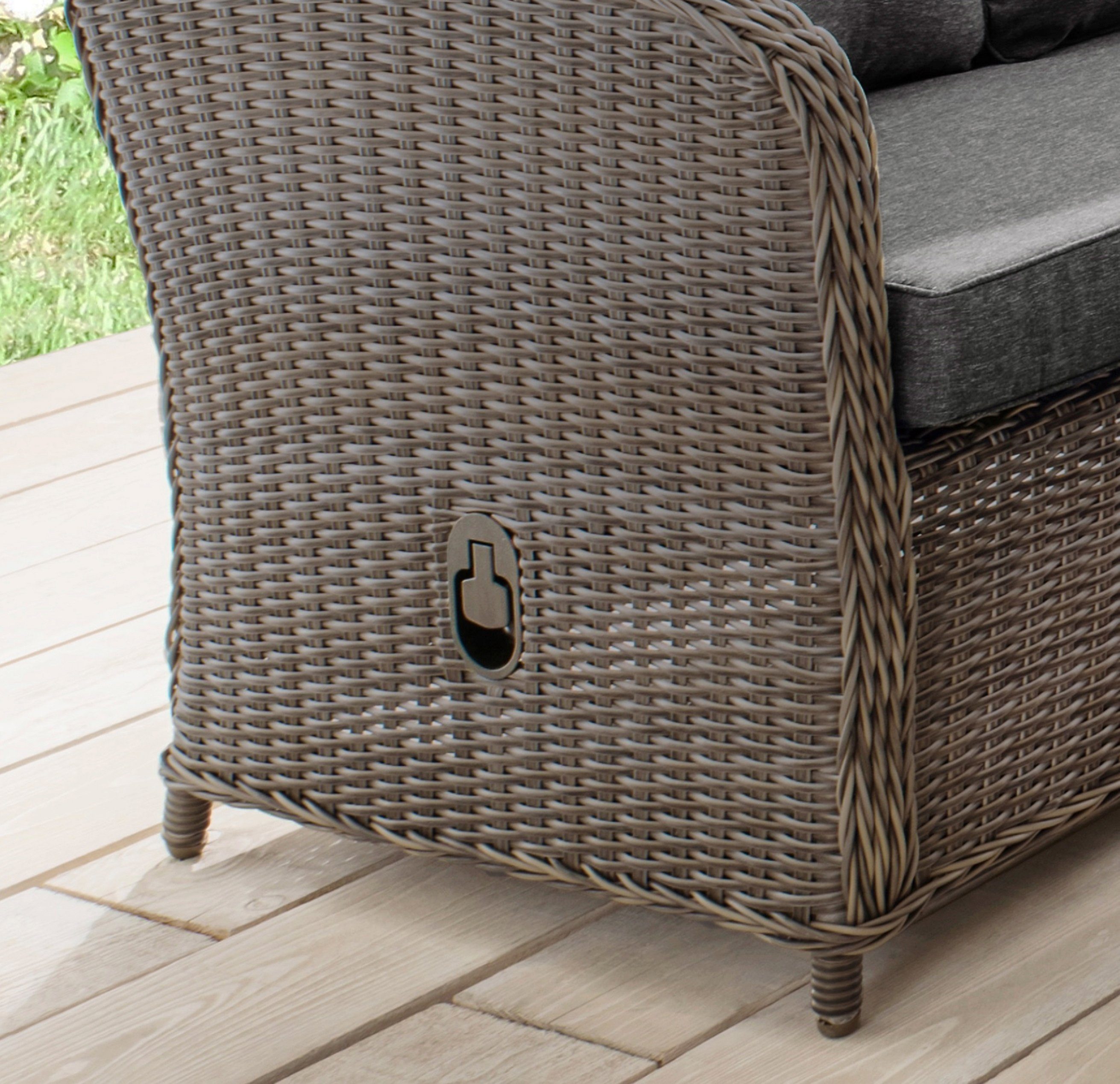 Destiny Gartenlounge-Set MERANO, (11-tlg., 1x 2er Sofa, 2x Sessel, 1x Tisch, inkl. Auflagen), Aluminium, Polyrattan