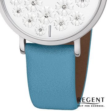 Regent Quarzuhr Regent Damen Uhr BA-592 Leder Armbanduhr, Damen Armbanduhr rund, mittel (ca. 36mm), Lederarmband