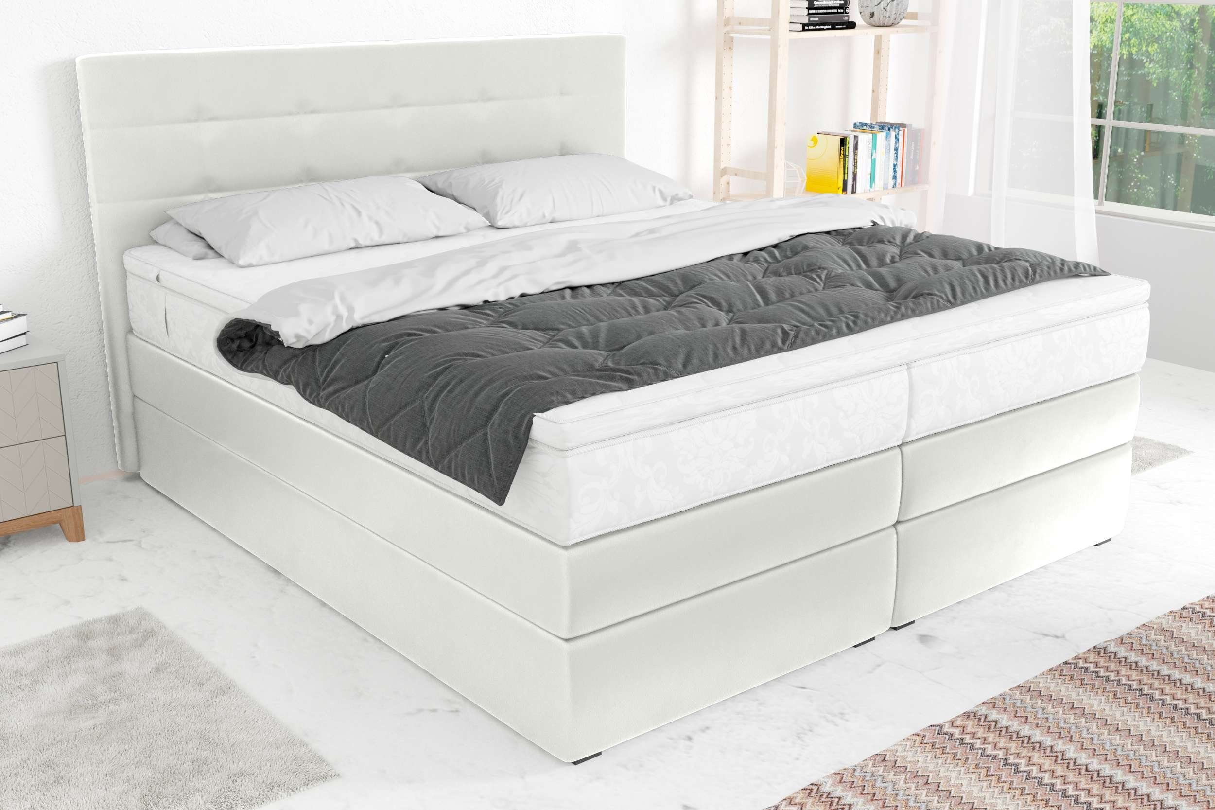 99rooms Boxspringbett Palermo (Schlafzimmerbett, Bett), wahlweise mit Bonell- oder Taschenfederkern Matratze, mit Topper