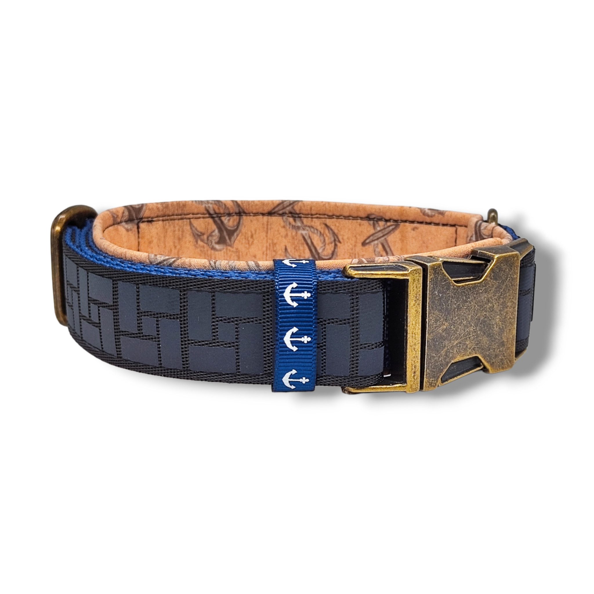 D by E Couture Hunde-Halsband "Northern Light I", reflektierend, gepolstert, verstellbar, 30mm breit, Handmade
