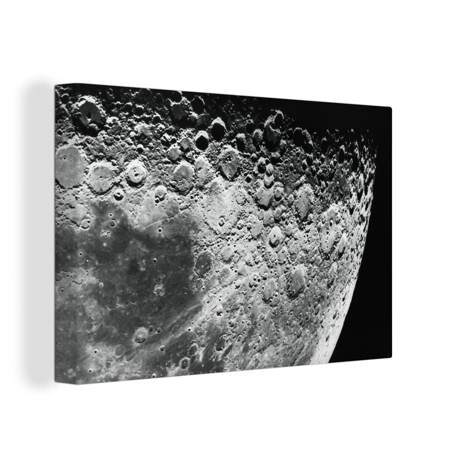 OneMillionCanvasses® Leinwandbild Mond - Weltraum - Schwarz, (1 St), Wandbild Leinwandbilder, Aufhängefertig, Wanddeko, 30x20 cm