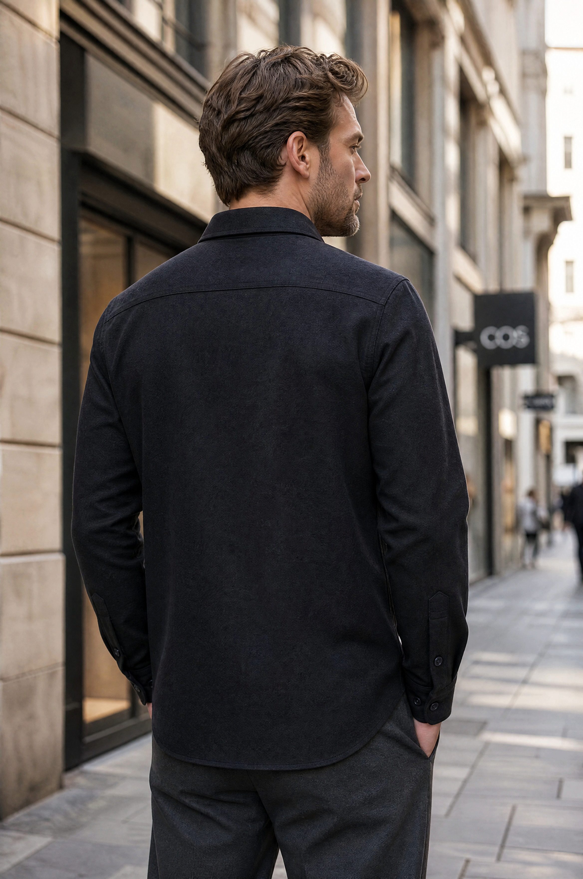 Haupt Langarmhemd Flanell Regular Fit Herrenhemd Langarm in Marine ideal Frühling